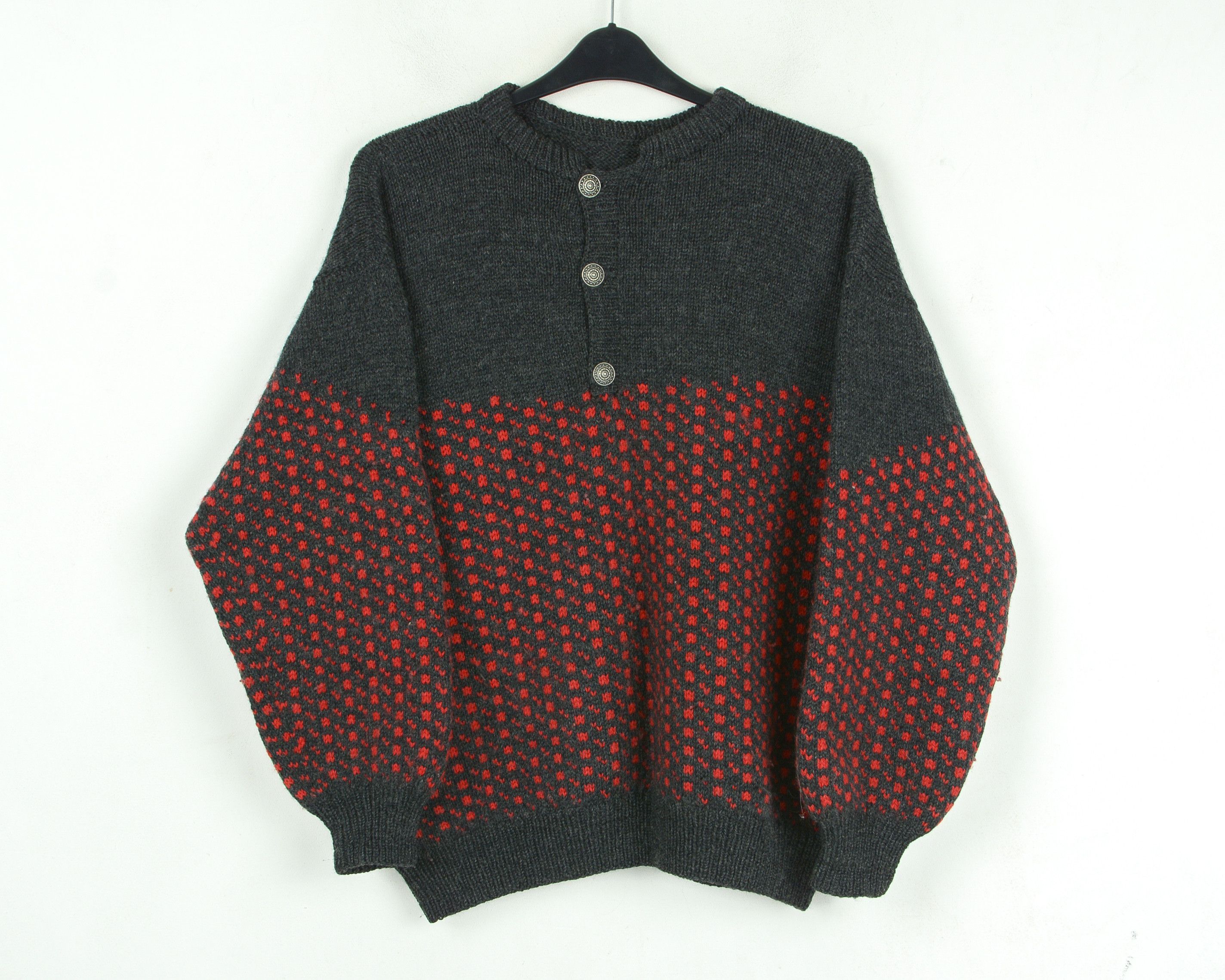 Vintage Nordic Wool Jumper XL Pullover Structure Sweater Winter Size US XL / EU 56 / 4 - 2 Thumbnail