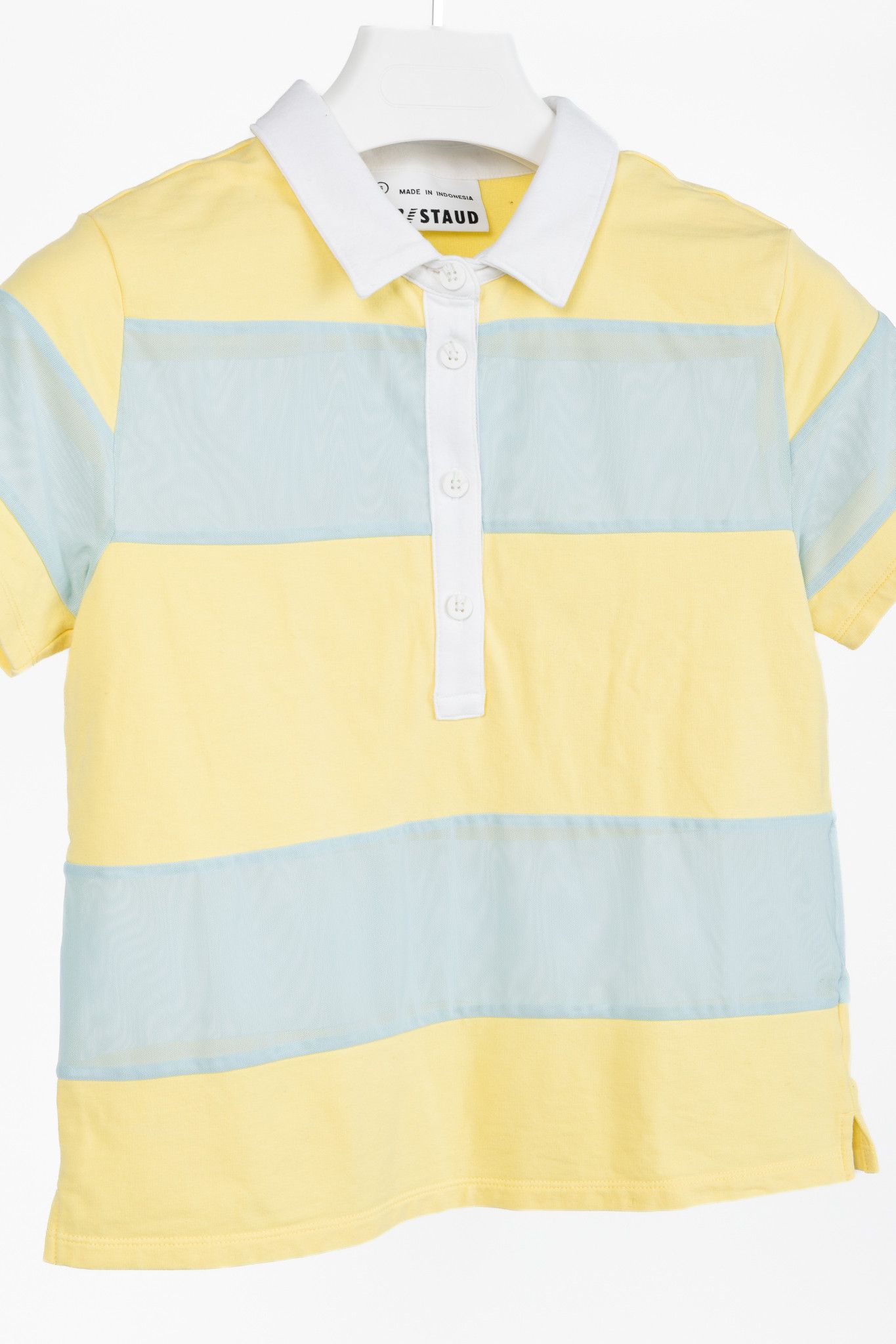 Staud STAUD x New Balance Sunshine Cotton & Mesh Striped Polo Size S / US 4 / IT 40 - 3 Thumbnail
