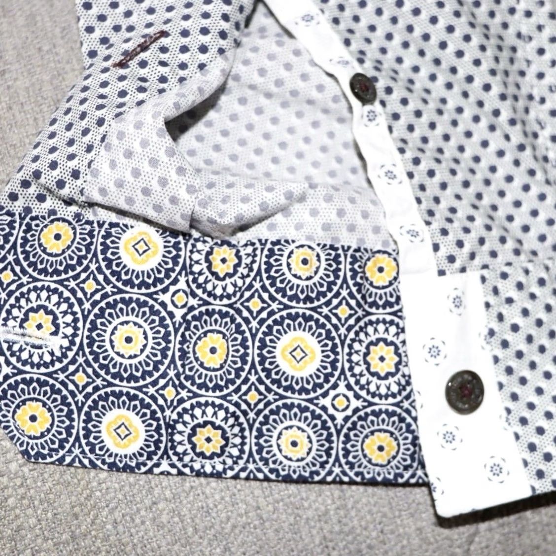Ted Baker Ted Baker Dotbiz Shirt Navy White Dotted Button-Down Mens L VGC Button Up Casual Formal Jacket Style Shirt Size US L / EU 52-54 / 3 - 4 Thumbnail