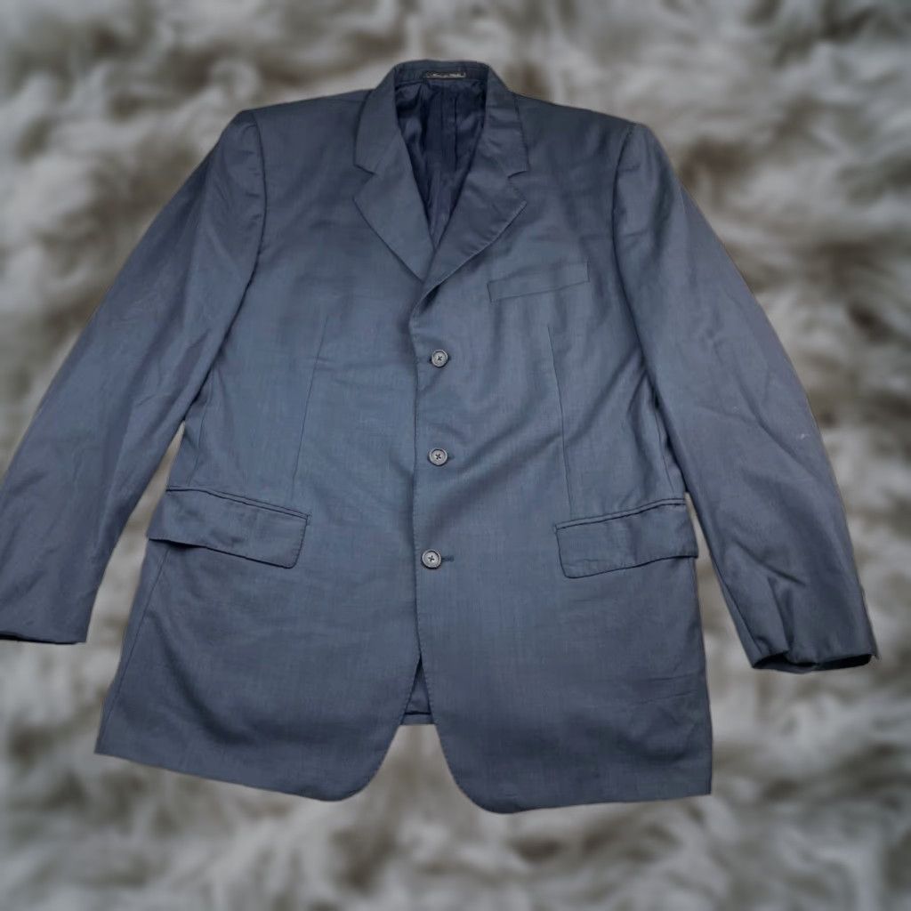 Corneliani Corneliani Blazer Jacket Navy Blue 3-Button Wool 46L US 56 EU Men RPM Notch Lapel Italy Viscose Lining Long Size 46R - 1 Thumbnail
