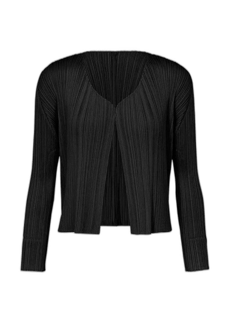 Issey Miyake Issey Miyake Black Pleated Cardigan Jacket-yf Size US M / EU 48-50 / 2 - 1 Thumbnail