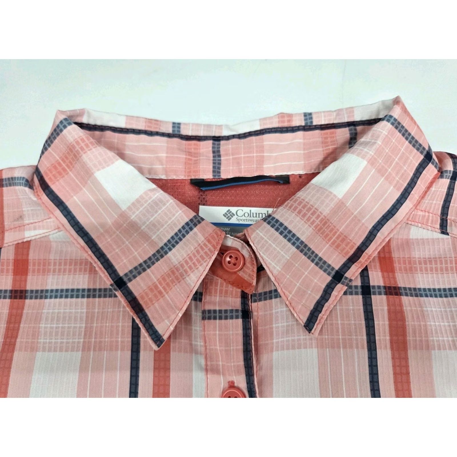 Vintage Columbia Womens Short Sleeve Button-Up Omni-Shade Plaid Shirt L Pink/Blue Pocket Casual, Travel, Workwear Shirt Womens Folds: N/A Size L / US 10 / IT 46 - 2 Thumbnail