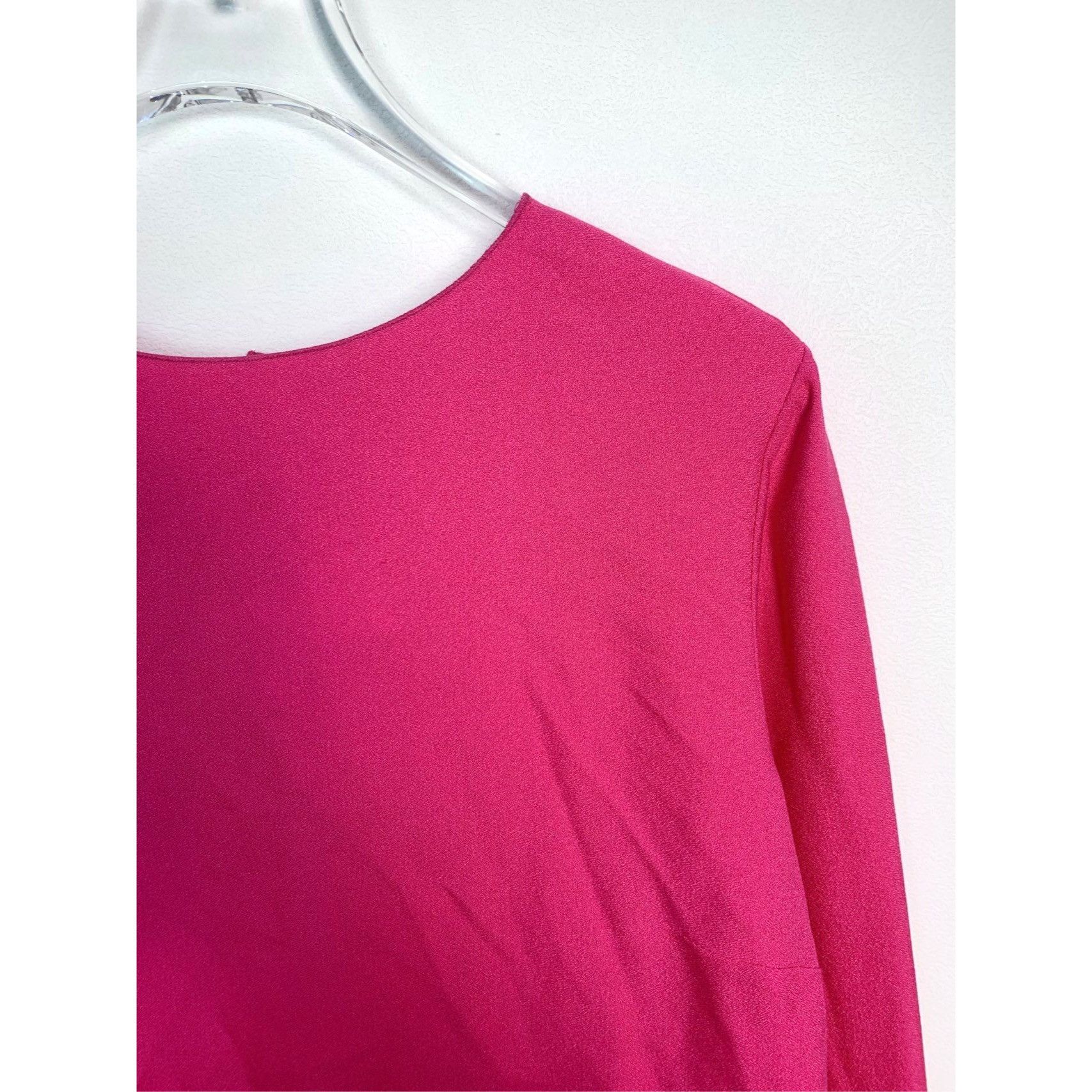 Chanel Womens Rose Red Long-Sleeve Button-Up Crew Neck Jacke