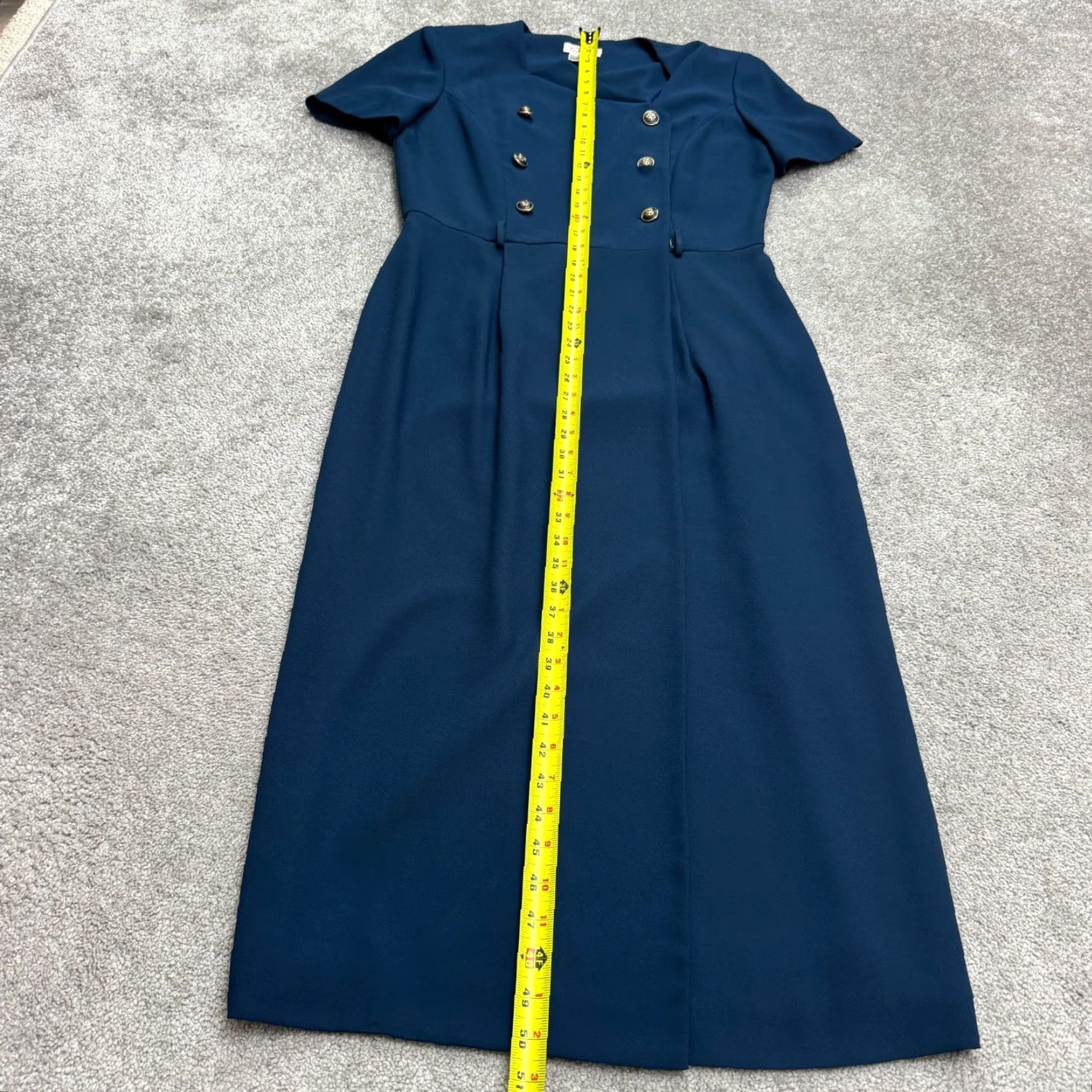Talbots VINTAGE Talbots Dress 10 Navy Blue 90s Sheath Midi Short Sleeve Womens Ladies Workwear Classic Secretary Officewear Feminine BOSS Size L / US 10 / IT 46 - 7 Thumbnail