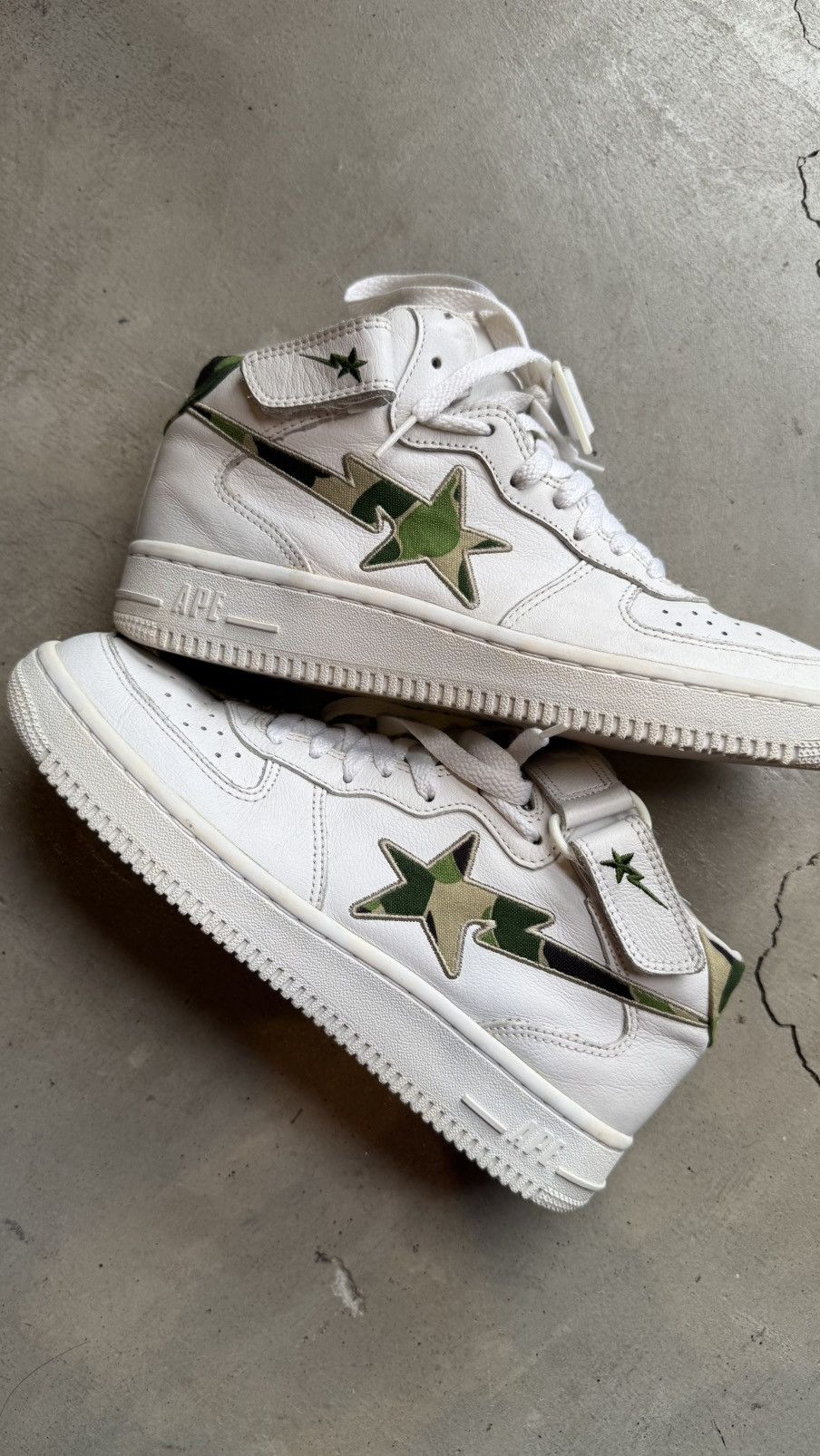 Bape Rare 2002 A Bathing Ape Green Camo White Leather Mid Bapesta Size US 8.5 / EU 41-42 - 2 Thumbnail