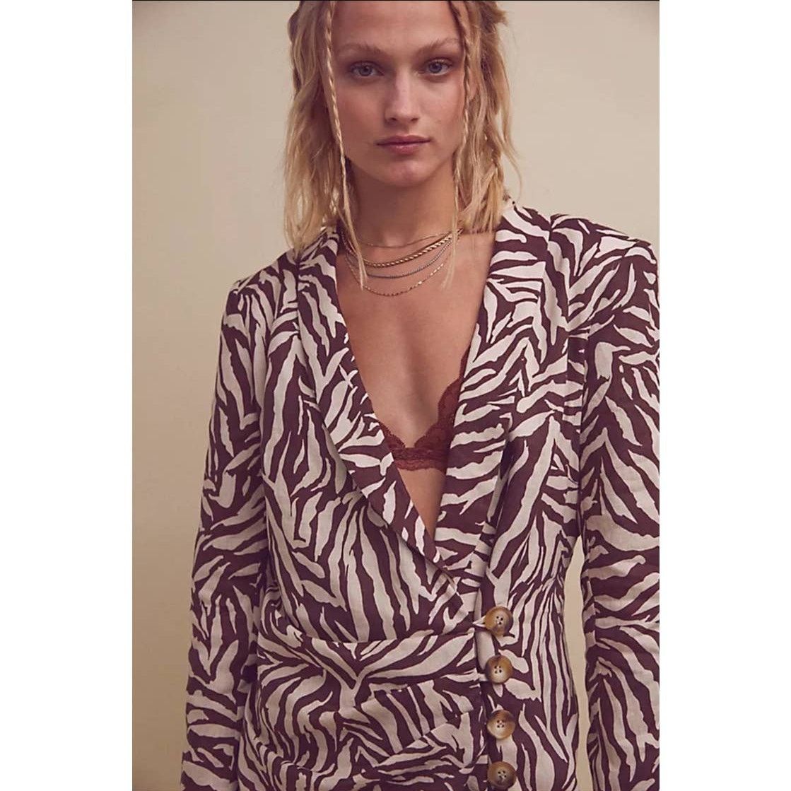 Free People New Free People RUMER Cyrus Blazer Dress $379 Zebra-Striped Size XS / US 0-2 / IT 36-38 - 4 Thumbnail
