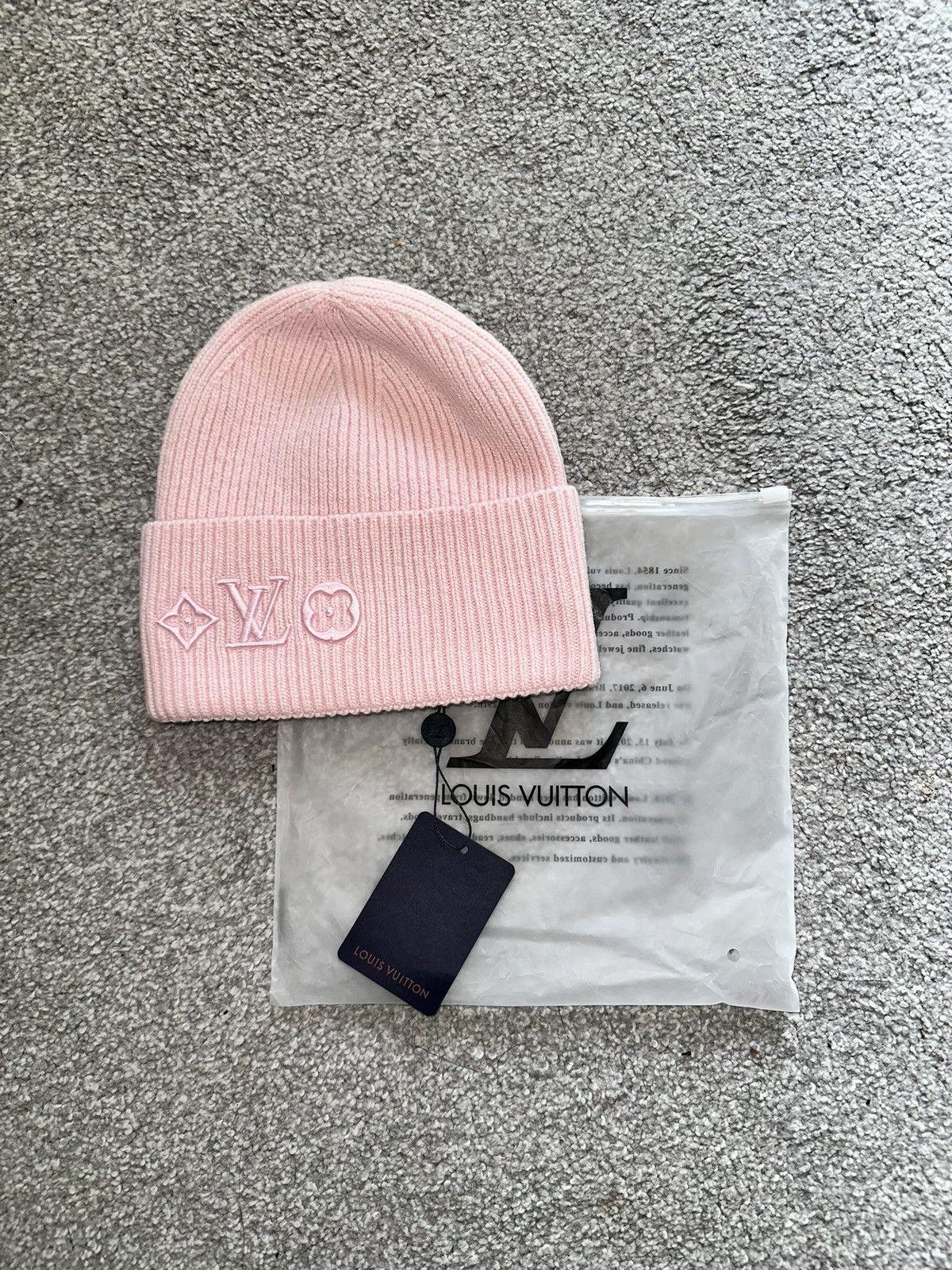 Other Rose Pink Ribbed Knit Monogram Beanie Size ONE SIZE - 4 Thumbnail