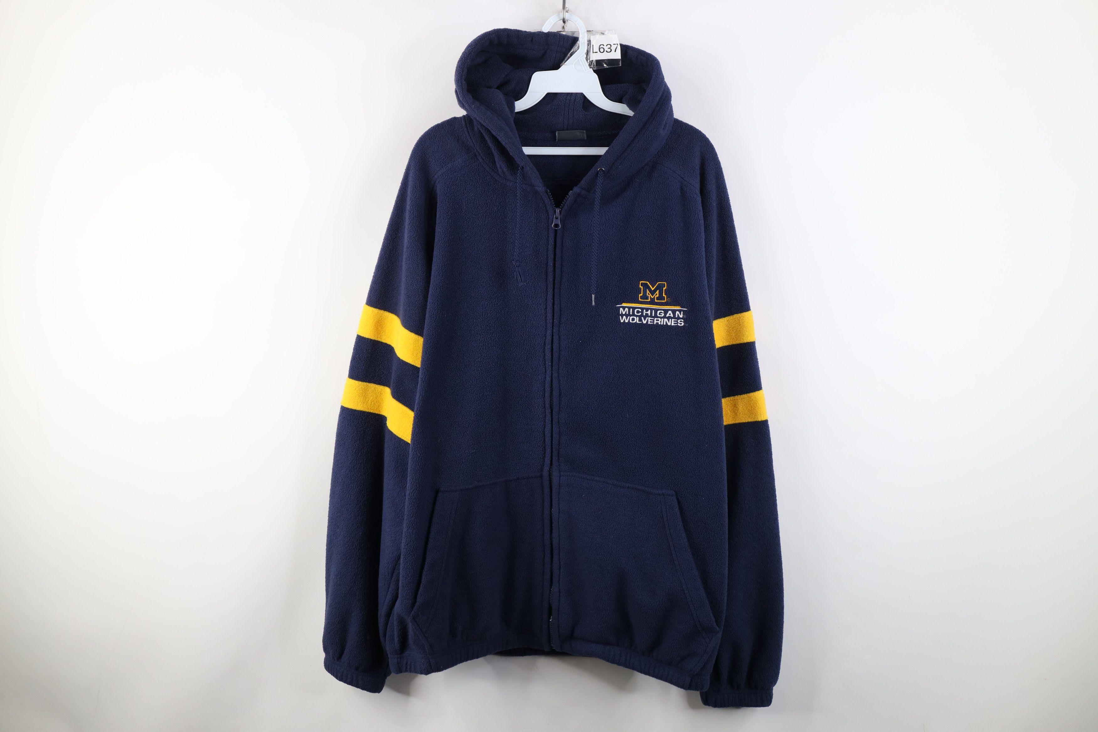 Vintage Vintage 90s University of Michigan Full Zip Hoodie Blue Size US XL / EU 56 / 4 - 1 Thumbnail