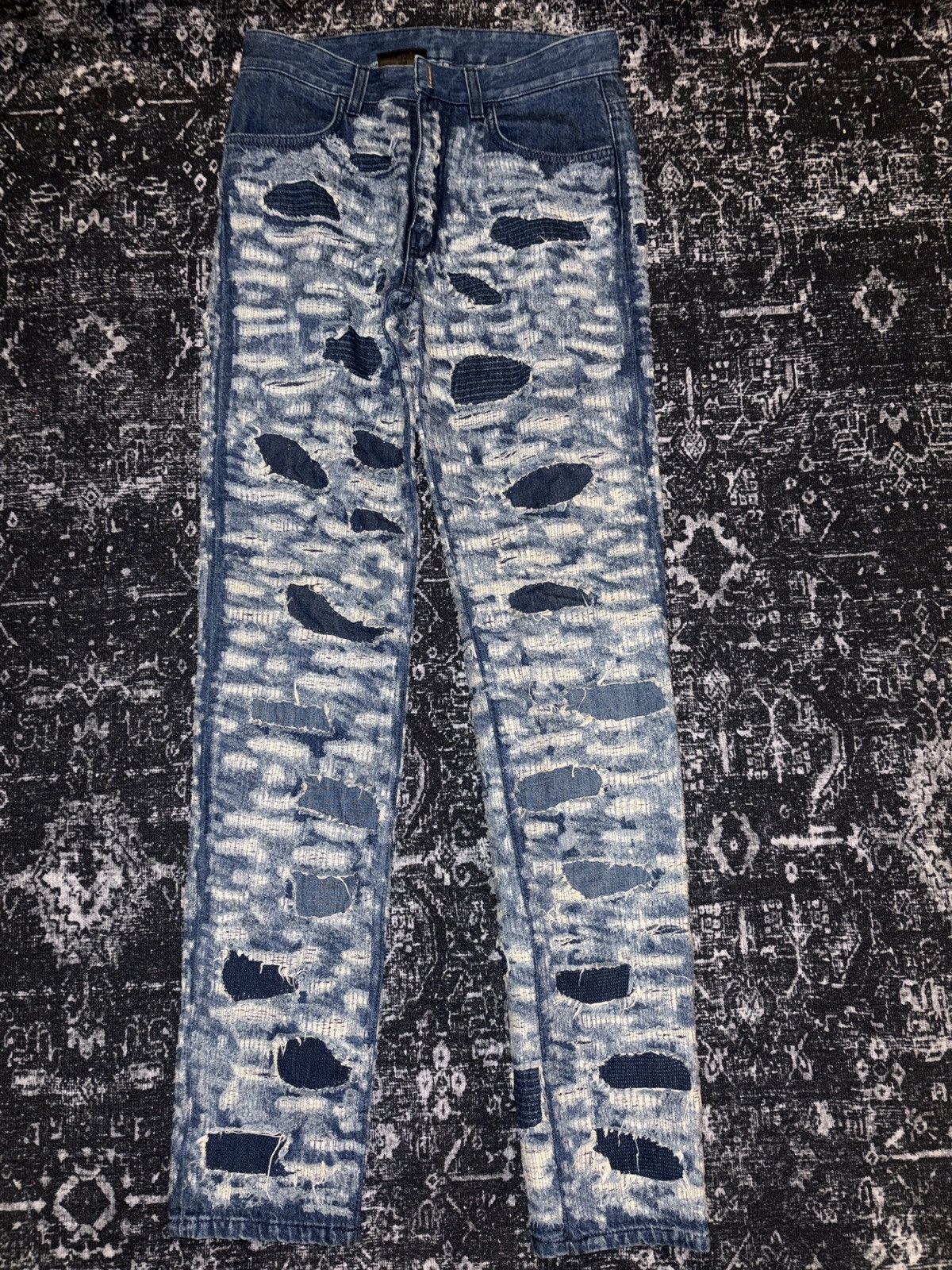 Givenchy AW2023 Givenchy Slim Blue Distressed Boro Denim Jeans Size US 28 / EU 44 - 1 Thumbnail