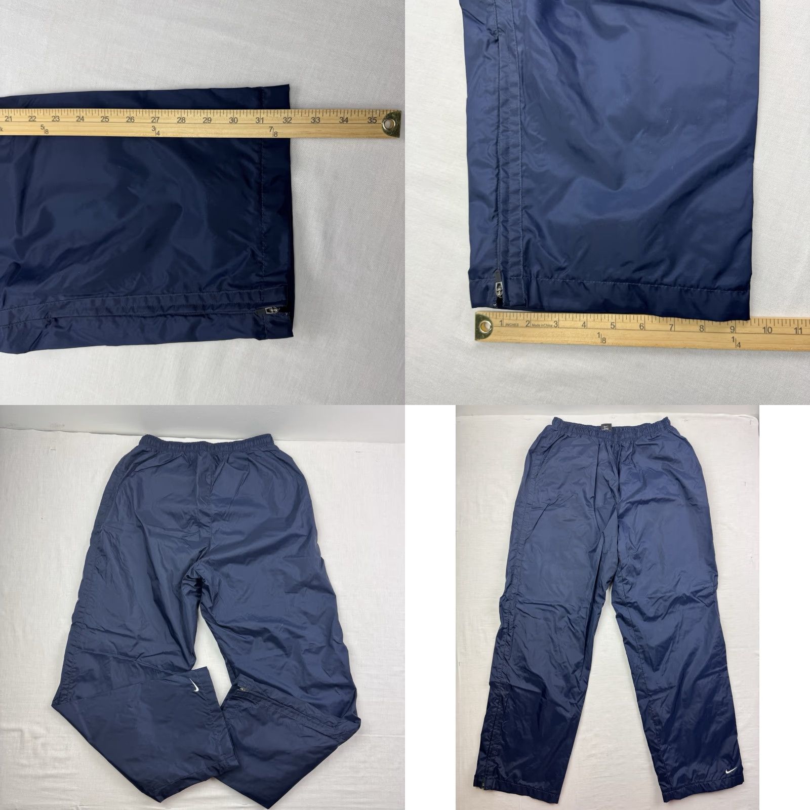 Nike VINTAGE Nike Track Pants Mens L Blue Nylon Drawstring 32in Inseam Hipster Y2K Silver Tag Sports Logo Baggy Size US 33 - 9 Thumbnail