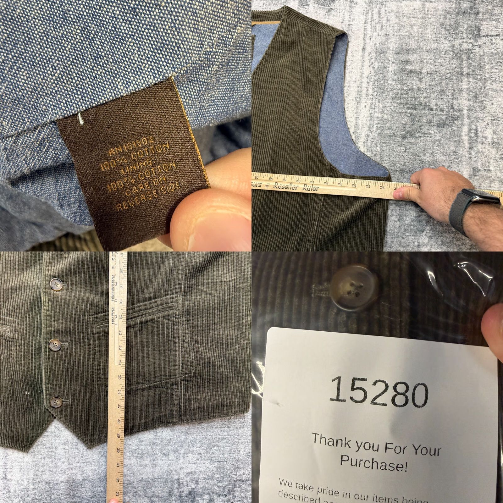 The Territory Ahead Territory Ahead Waistcoat Mens 2XL Olive Green Corduroy Suit Vest Size US XXL / EU 58 / 5 - 8 Thumbnail