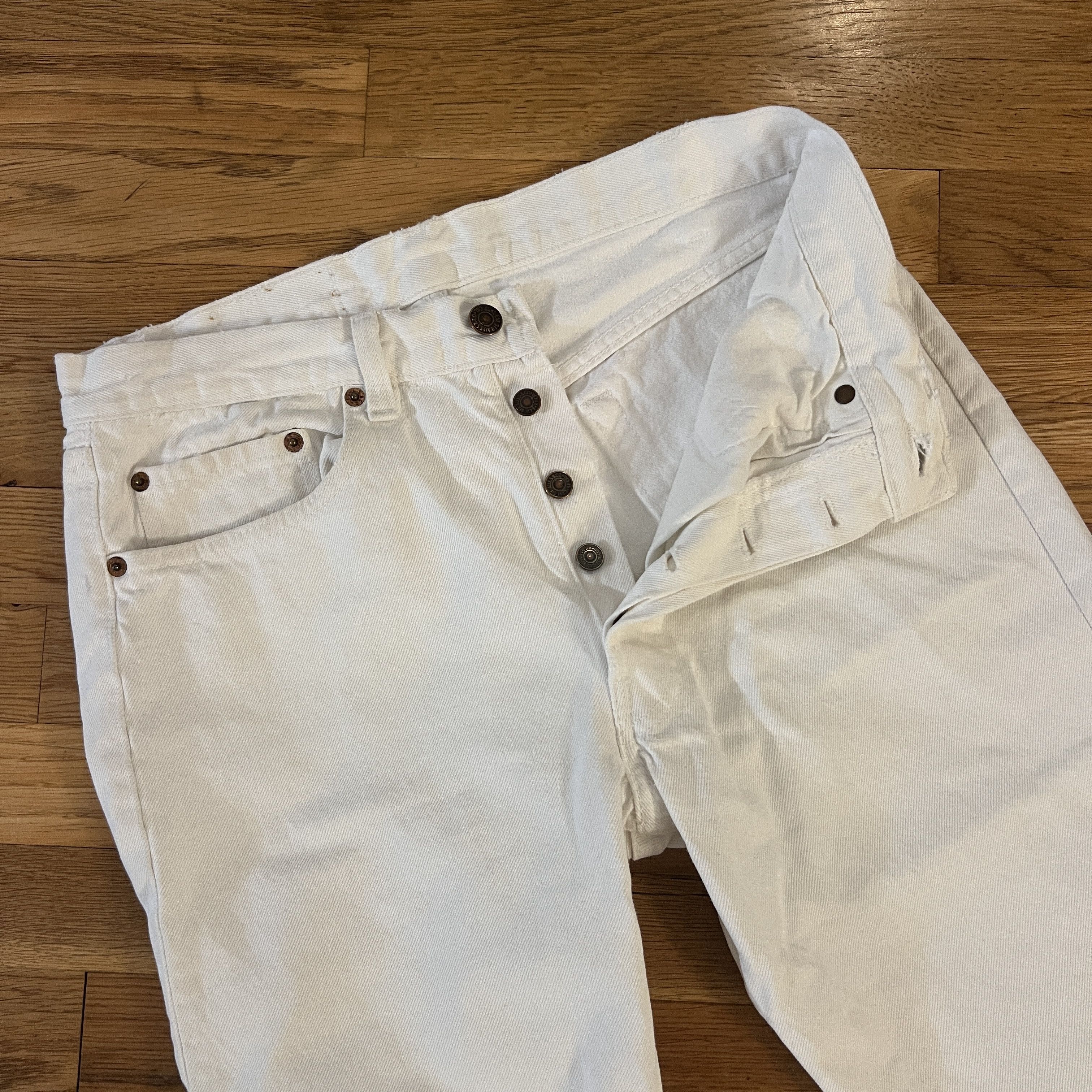 Levi's Vintage 80s 501 Button-Fly Distressed USA Made - 31x28 Size US 31 - 5 Thumbnail