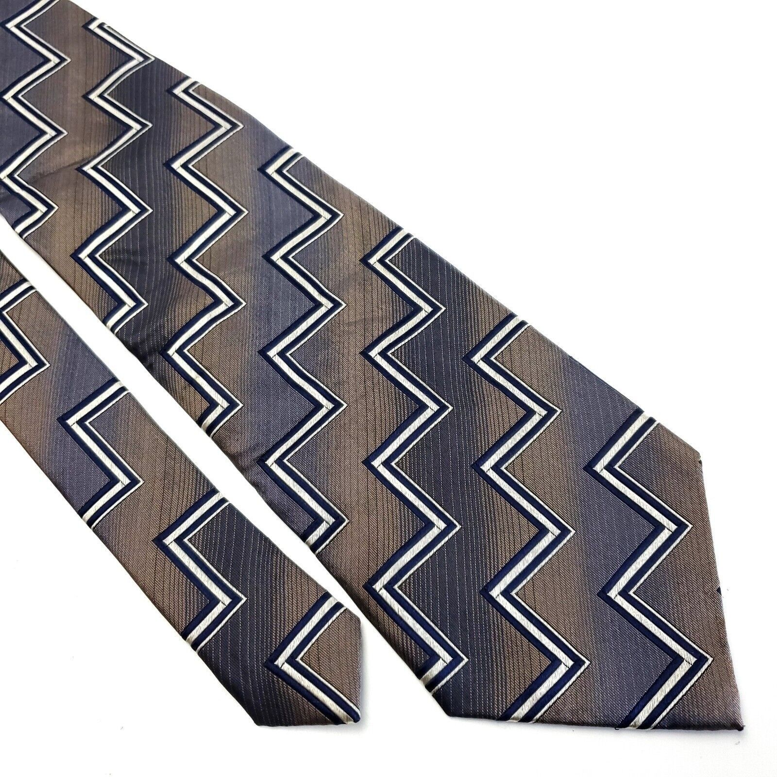 Joseph & Feiss Joseph & Feiss Brown Gray Woven Wide Abstract Silk Tie Size ONE SIZE - 1 Thumbnail