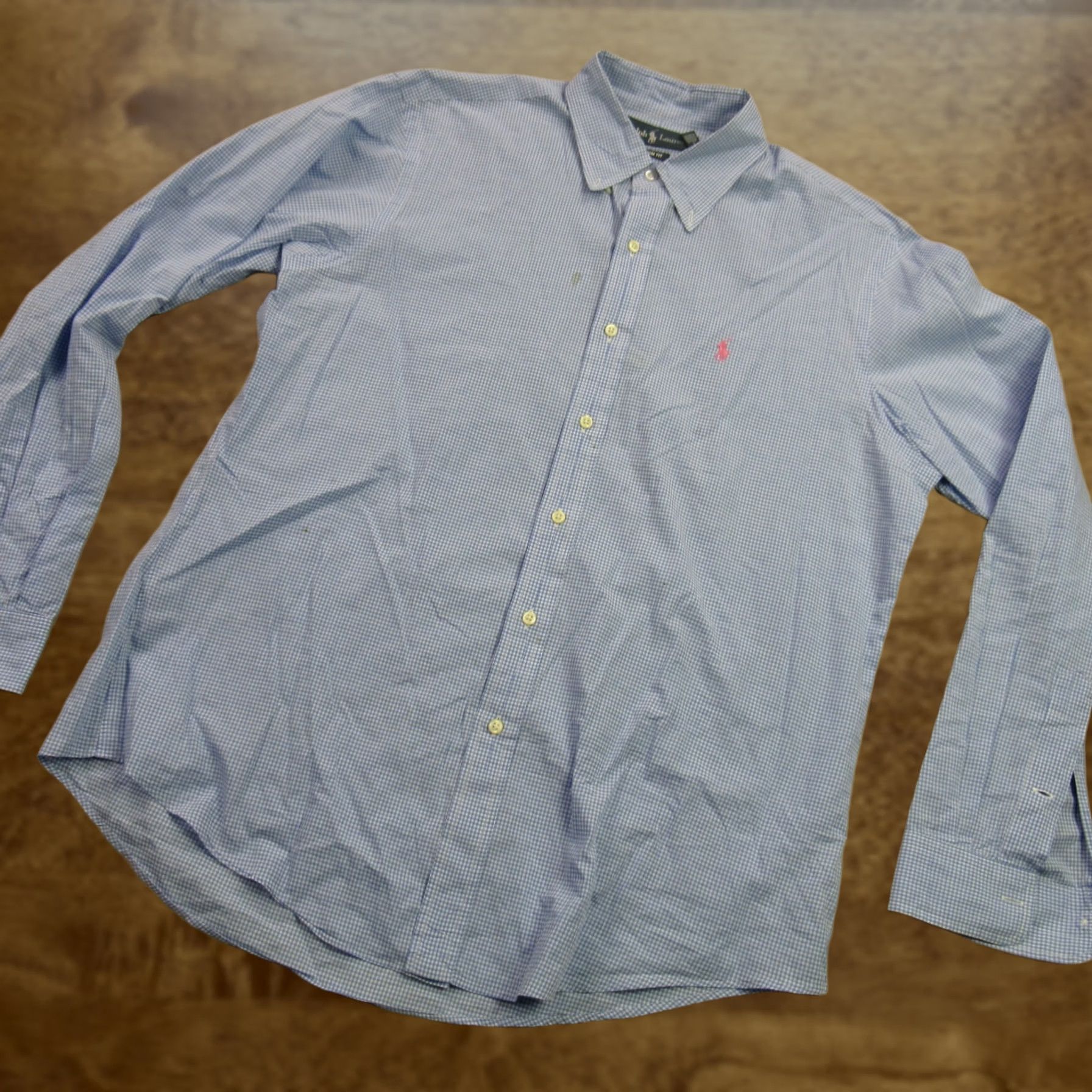 Polo Ralph Lauren Ralph Lauren Shirt Mens Large Long Sleeve Button Front Blue Checks Custom Fit Polo Ralph Lauren Shirt Button-Up Casual Men’s Regular Fit Checks Blue Size US L / EU 52-54 / 3 - 1 Thumbnail