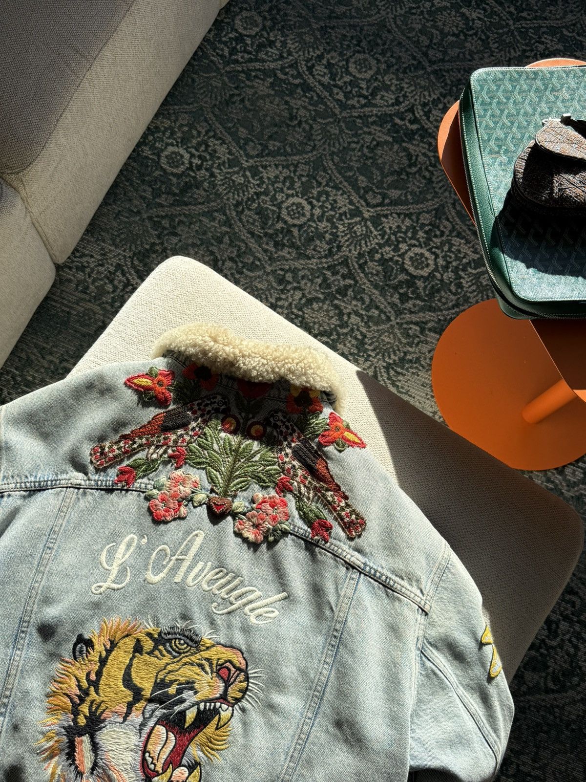 Gucci Gucci L'Aveugle Par Amour Shearling Denim jacket 46 Runway Size US L / EU 52-54 / 3 - 4 Thumbnail