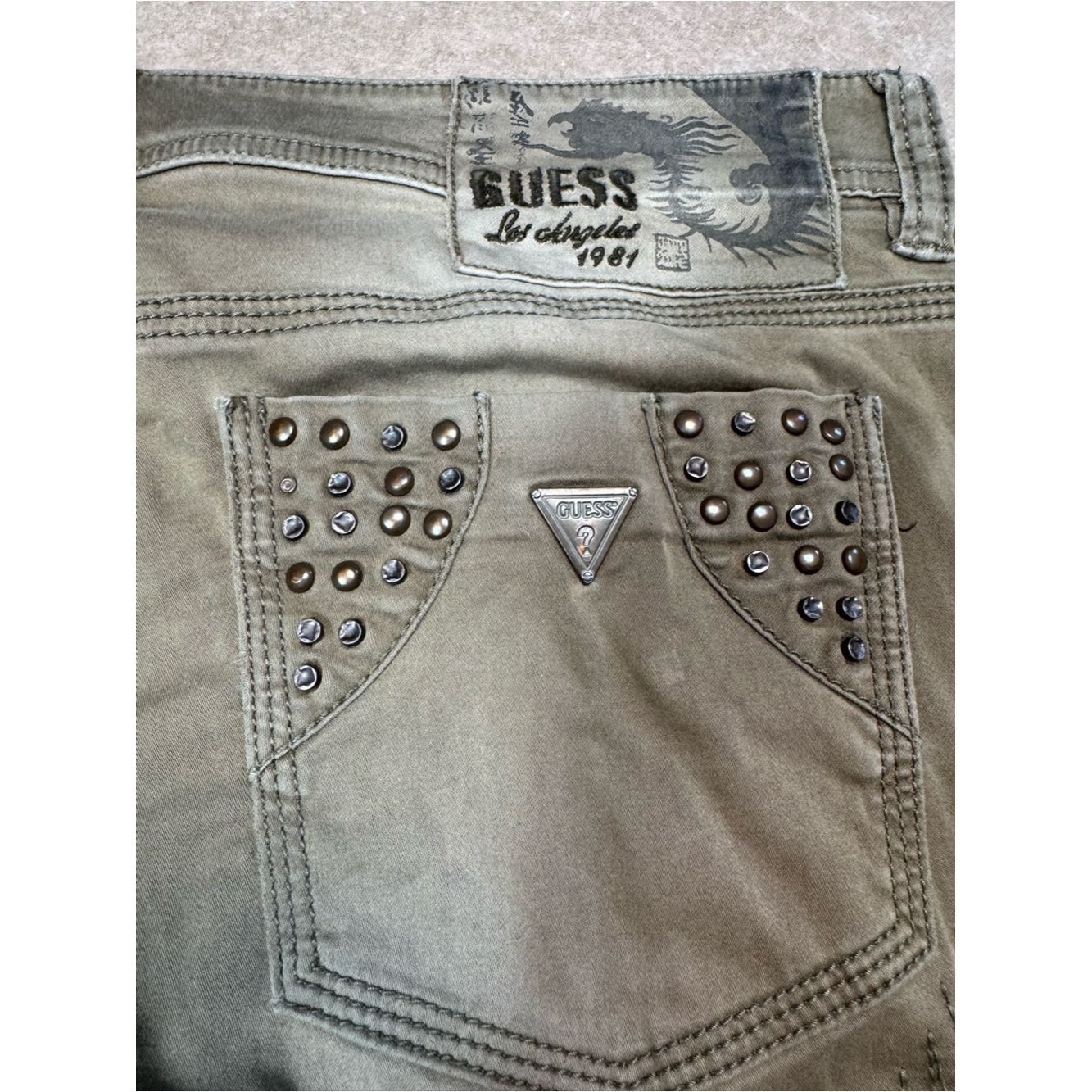 Guess Vintage Guess Olive Cropped Distressed Low Rise Jeans With Size 28" / US 6 / IT 42 - 8 Thumbnail