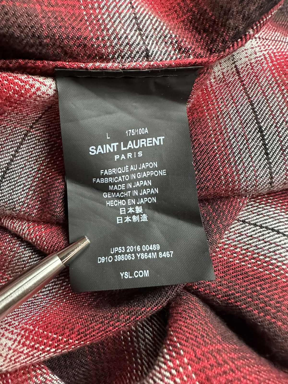 Saint Laurent Paris FW16 Saint Laurent Palladium red black flannel Hedi L Size US L / EU 52-54 / 3 - 24 Thumbnail