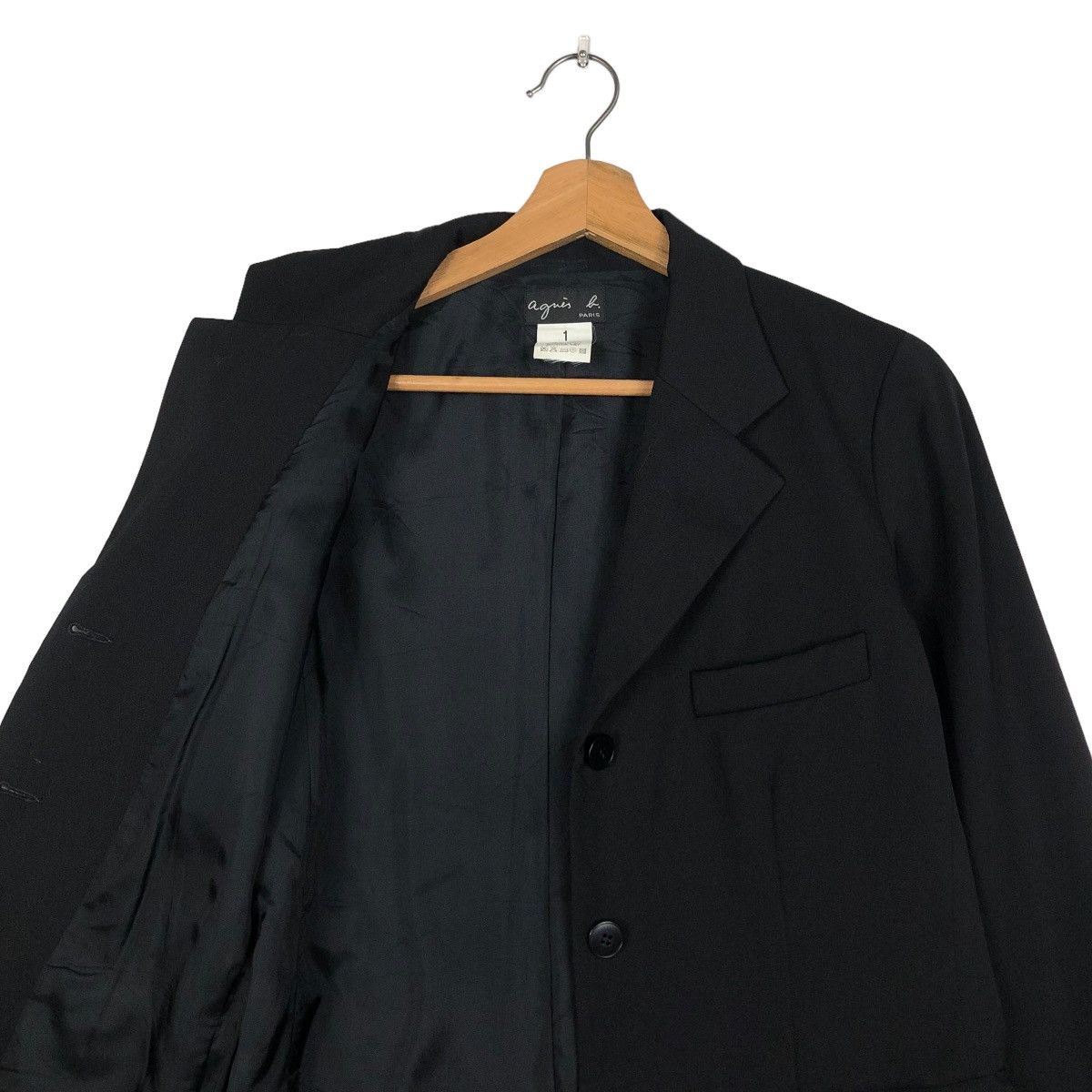 agnes b. RICH BLACK VINTAGE BUTTON JACKET AGNES B. PARIS ISSEY MIYAKE Size US S / EU 44-46 / 1 - 14 Thumbnail