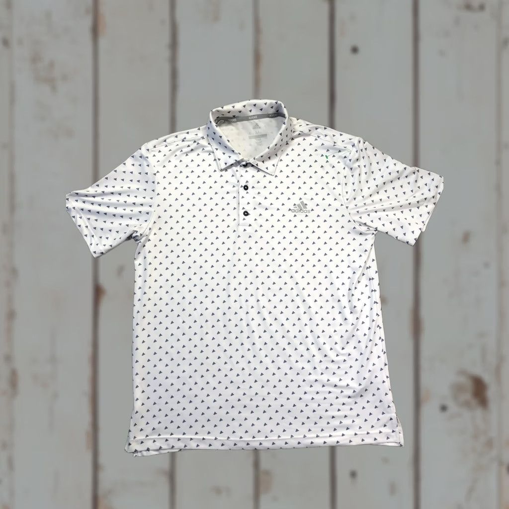 Adidas Adidas Golf Polo Shirt Mens M White Triangle Logo Print Short Sleeve Performance Size US M / EU 48-50 / 2 - 1 Thumbnail