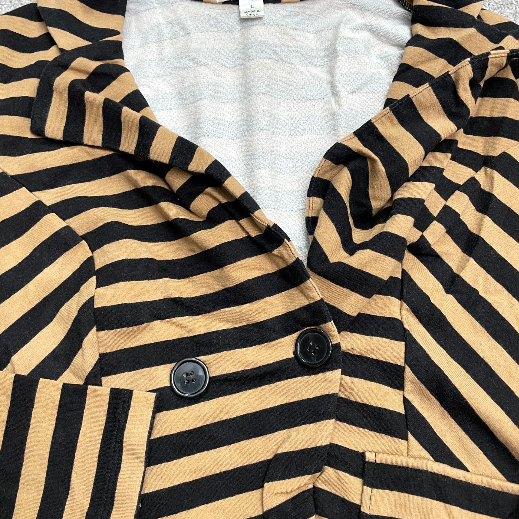 Vintage John Paul Richard Blazer Womens Large Brown Black Striped Cotton Casual Size L / US 10 / IT 46 - 3 Thumbnail