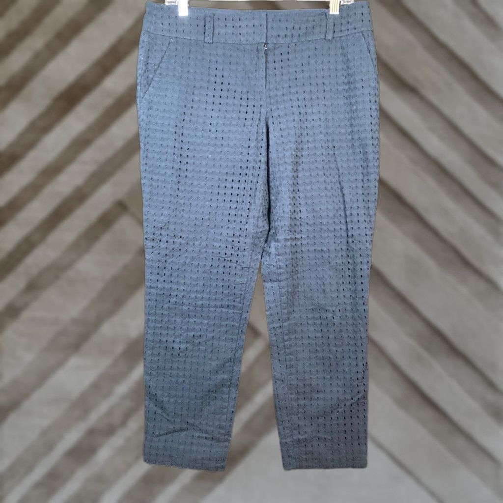 Ann Taylor VINTAGE Ann Taylor LOFT Blue Zoe Ankle Pants Women 10 Straight Leg Stretch Lined Casual Workwear Pants Size 24" / US 00 / IT 34 - 1 Thumbnail