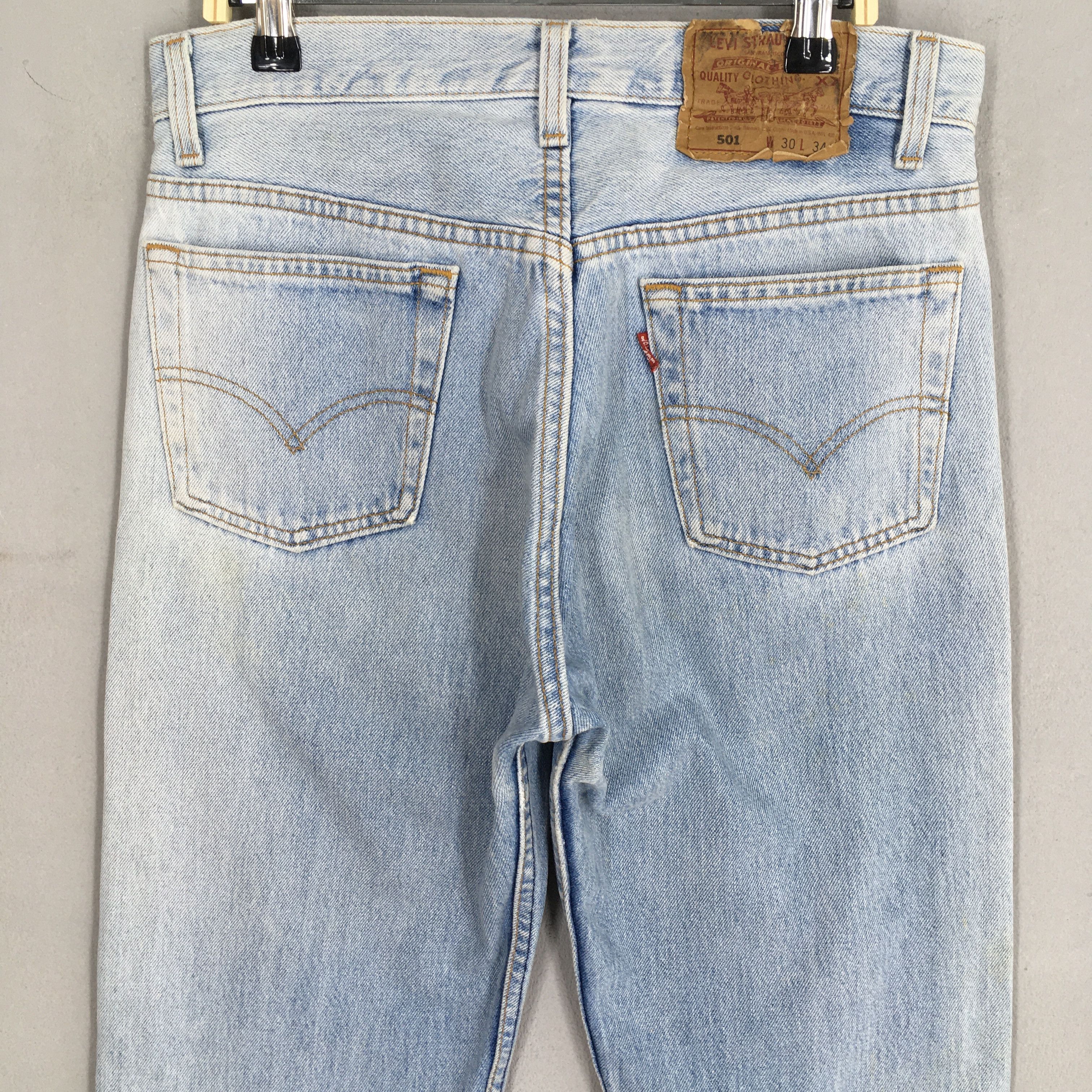 Levi's Size 28x28 Vintage 90s Levi's 501 Faded Blue Jeans S1813 Size US 28 / EU 44 - 10 Thumbnail
