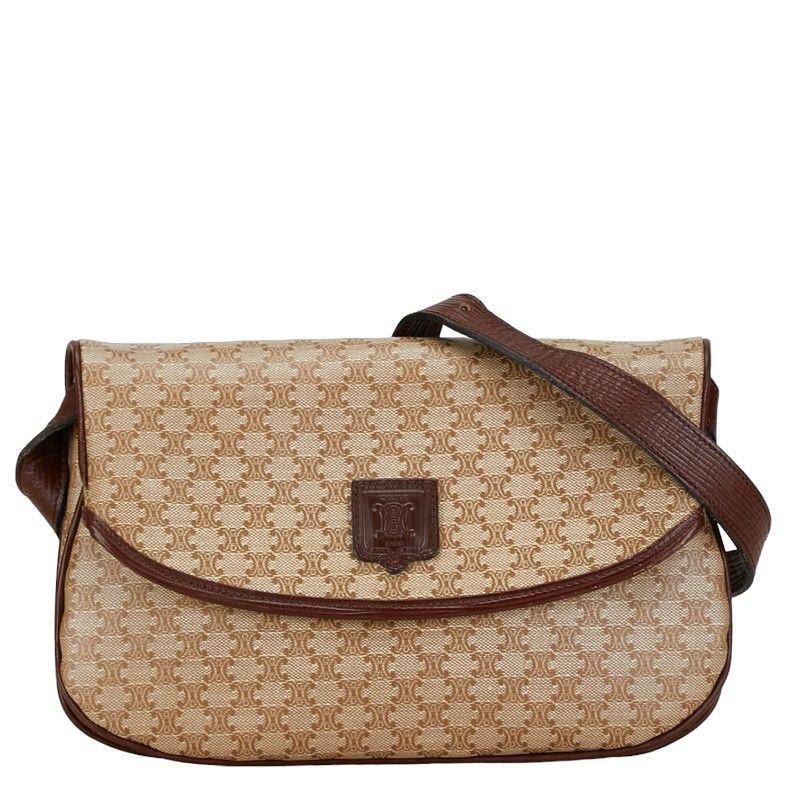 Celine Celine Celine Macadam PVC Leather Crossbody Shoulder Bag Beige Brown Canvas Crossbody Bag in Good Condition Size ONE SIZE - 1 Thumbnail