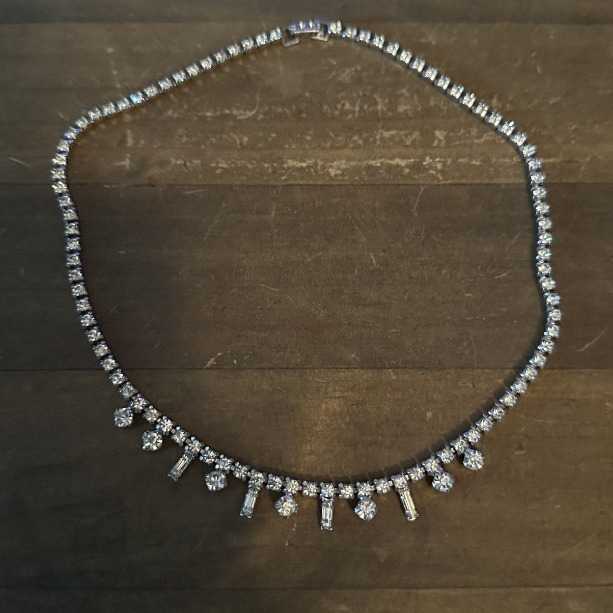 Other Vintage silver tone rhinestone tennis necklace Size ONE SIZE - 2 Thumbnail