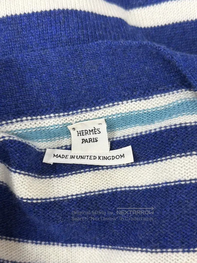 Hermes Hermes Blue and White Striped Long Knit Open Cardigan Size XS / US 0-2 / IT 36-38 - 4 Thumbnail
