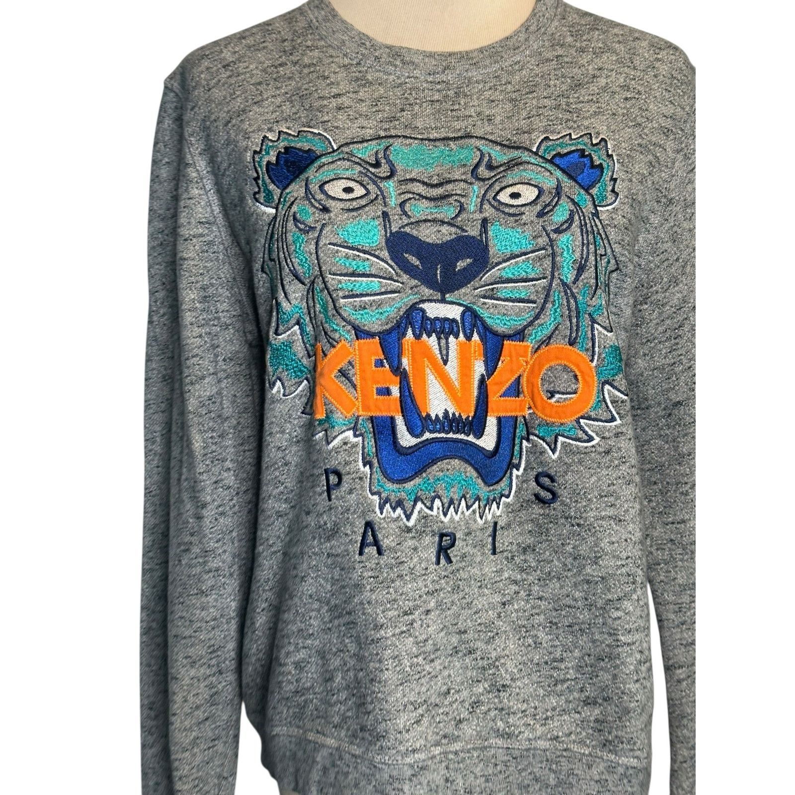 Kenzo KENZO Blue Tiger Logo Embroidery Sweatshirt Size Large Size L / US 10 / IT 46 - 18 Thumbnail
