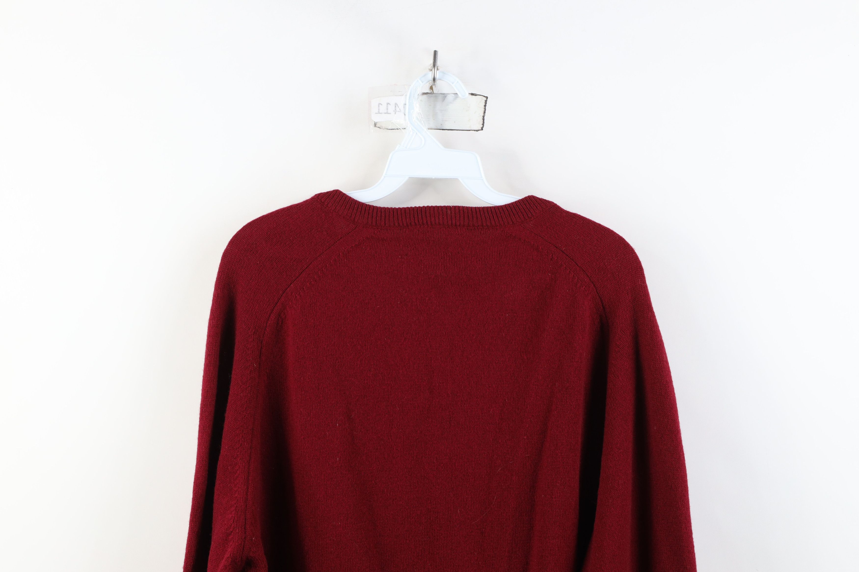 L.L. Bean Vintage 70s LL Bean Lambswool Knit V-Neck Sweater Red USA Size US XL / EU 56 / 4 - 8 Thumbnail