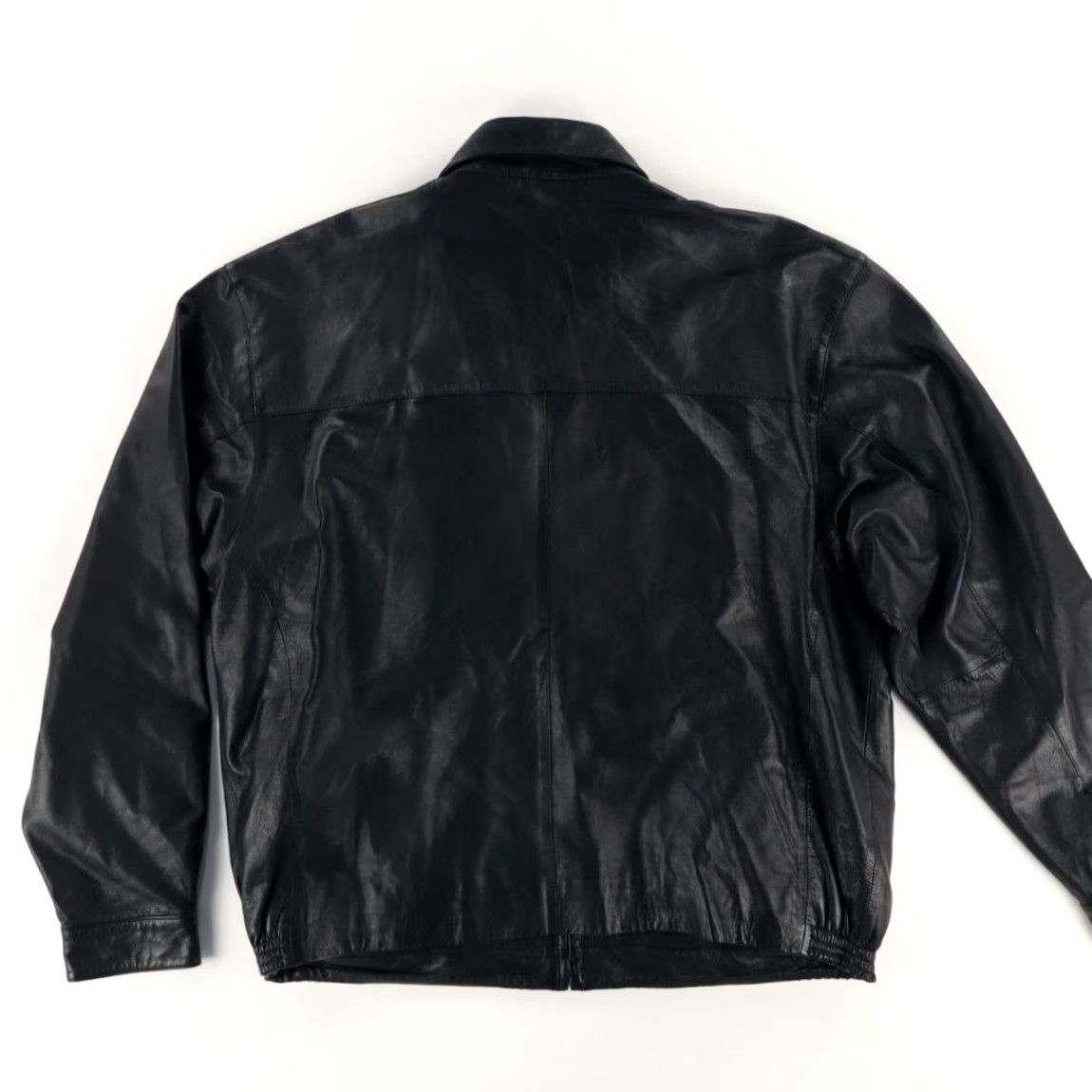 Vintage VTG Claude Lamont Lattice Bomber Leather Black Men's XL Jacket Size US XL / EU 56 / 4 - 4 Thumbnail