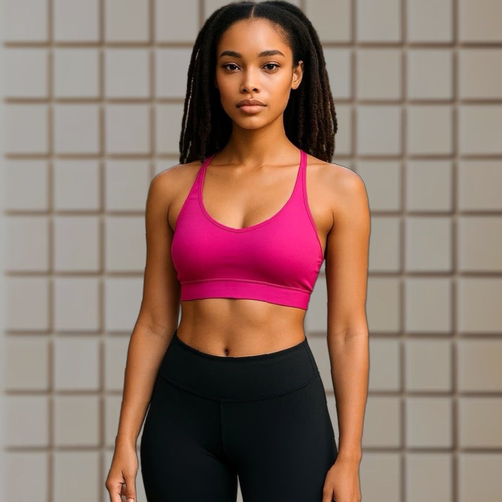 Avia Sports Bra Womens Large Pink Wireless Twisted Back Low Support Activewear