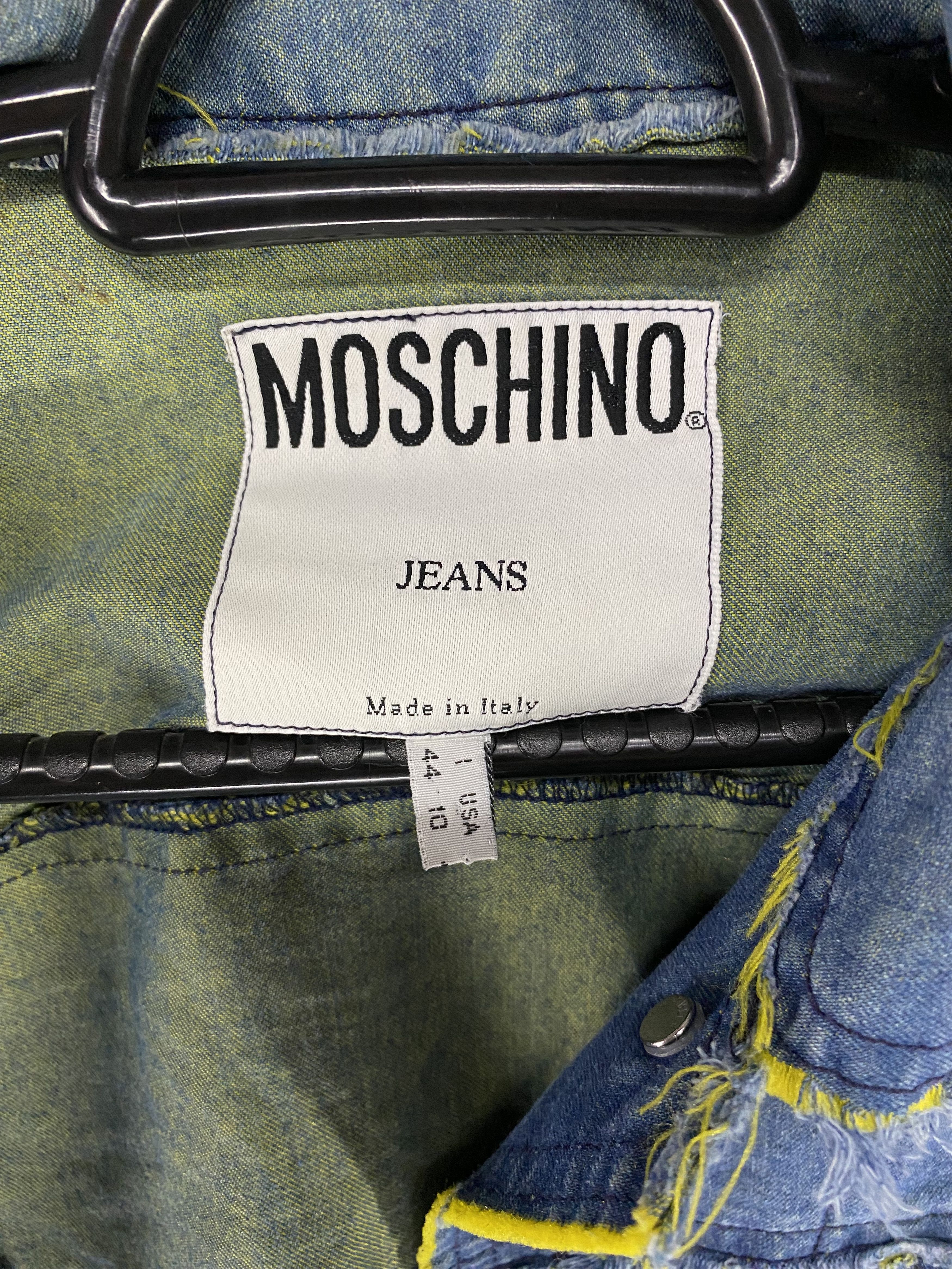 Designer × Moschino Moschino lime frayed edge denim jacket Size L / US 10 / IT 46 - 8 Thumbnail