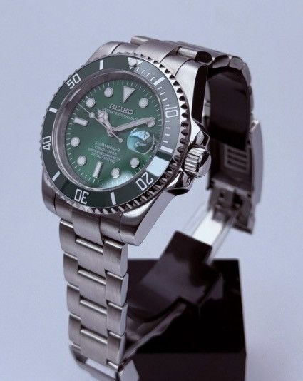 Japanese Brand Seiko Mod Submariner Date Hulk Green Oyster Steel Watch NH35 Size ONE SIZE - 4 Thumbnail