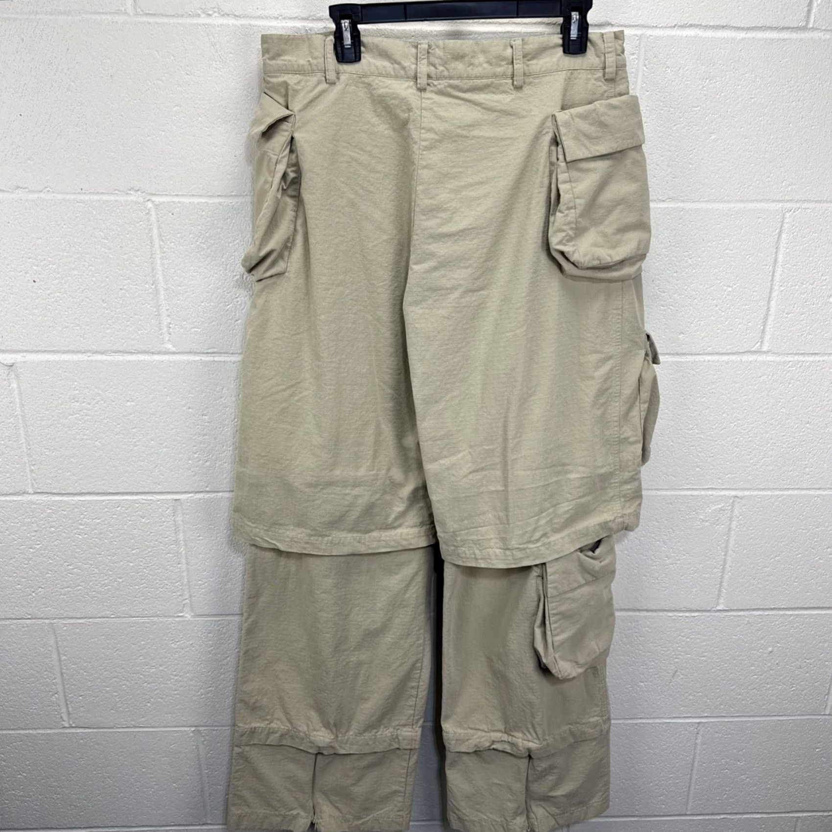 Vintage Spencer Badu Men's Khaki Cargo Chino Wide Pants L Beige Canvas 34 Pockets Relaxed Bootcut 36in Inseam Vintage No Size US 33 - 7 Thumbnail
