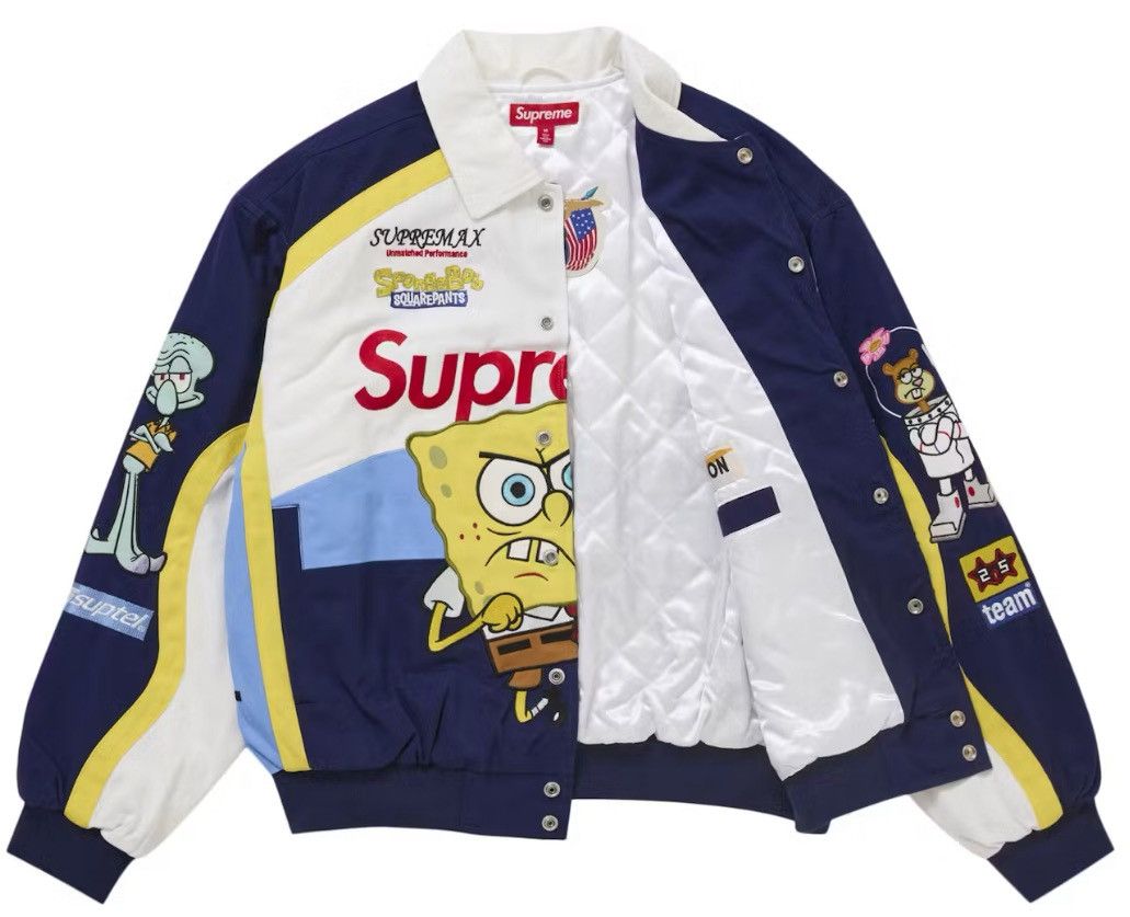 ジャケット・アウター supreme SpongeBob Hamilton Racing Jacket NEW Supreme x SpongeBob x Jeff Hamilton Racing Jacket SZ XL