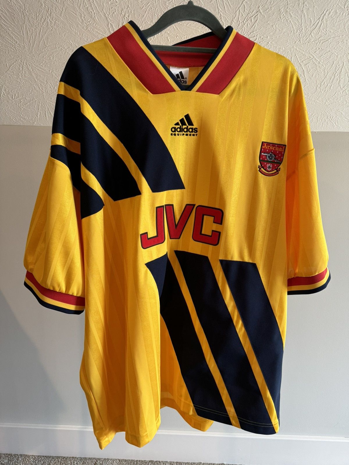 image of Arsenal Adidas Originals 1993/94 Retro Shirt in Yellow, Men's (Size XL)