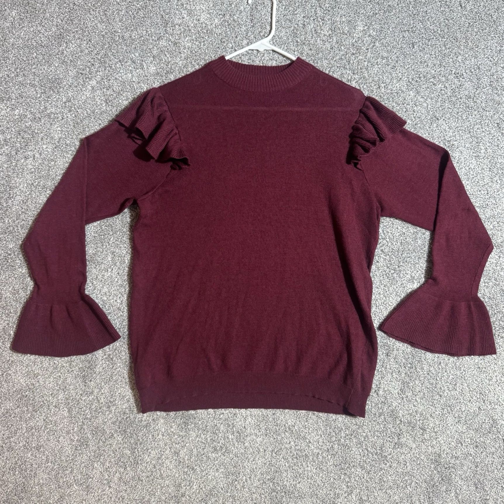 Vintage Eloquii Sweater Womens 14/16 Knit Pullover Crew Neck Long Sleeve Bell Ruffle Red Casual Office Womens Size XL / US 12-14 / IT 48-50 - 2 Thumbnail