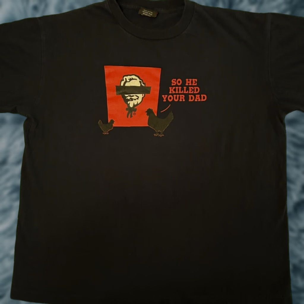 Vintage VINTAGE Unfledged KFC Parody Shirt Mens L Navy Blue T-Shirt Punk 90s Skater Y2K VTG Short Sleeve Size US L / EU 52-54 / 3 - 1 Thumbnail