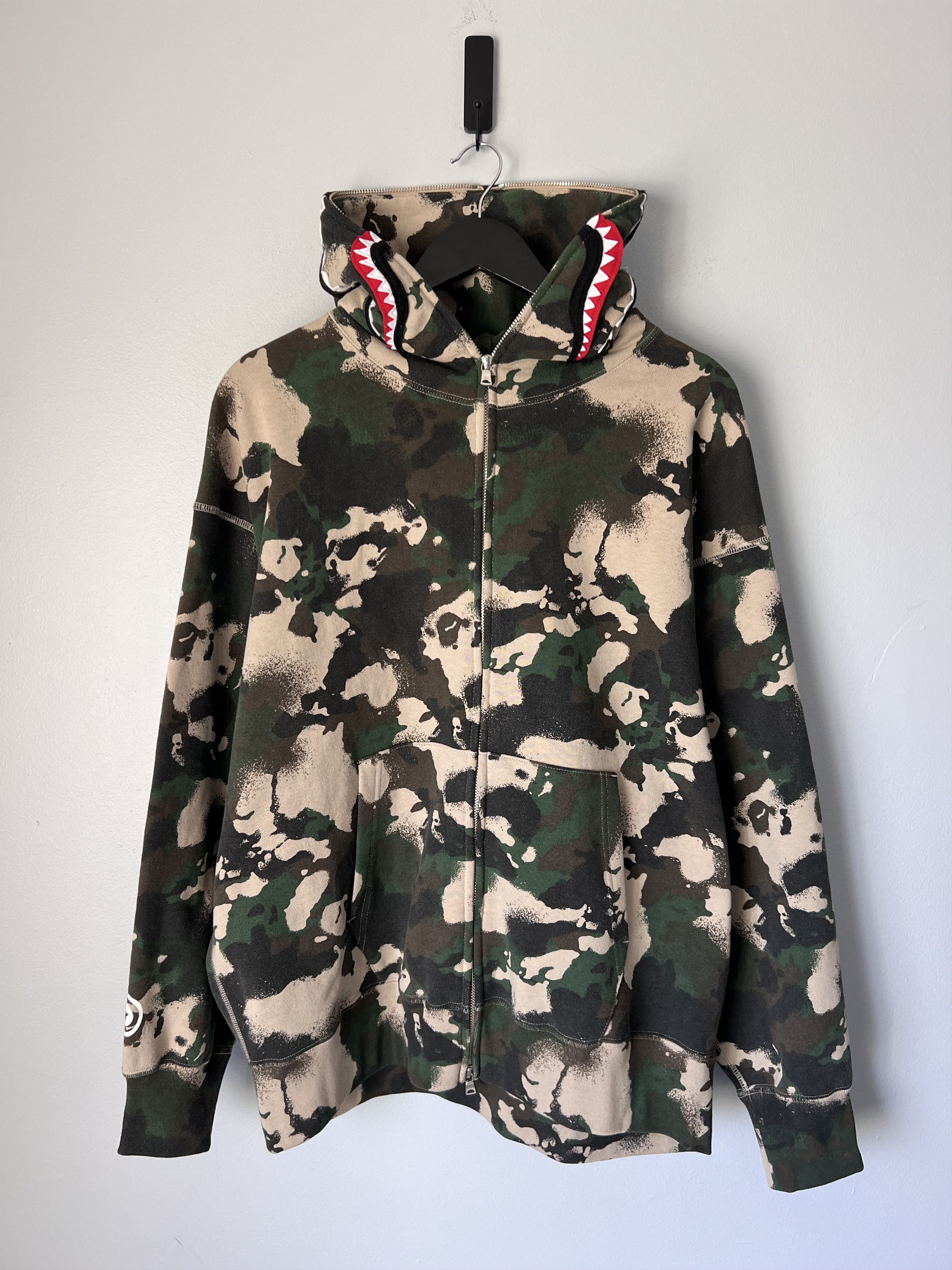 Bape Bape Map Camo Full Zip Shark Hoodie Size US L / EU 52-54 / 3 - 1 Thumbnail