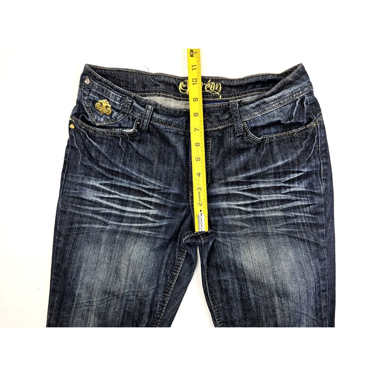 Denime VINTAGE Dereon Dark Wash Denim Jeans Women’s 9/10 Gold Accent Tapered Leg 30x32 Fit - House of Deréon Jeans Women Dark Blue Regular Size 30 Womens Size 32" / US 10 / IT 46 - 4 Thumbnail