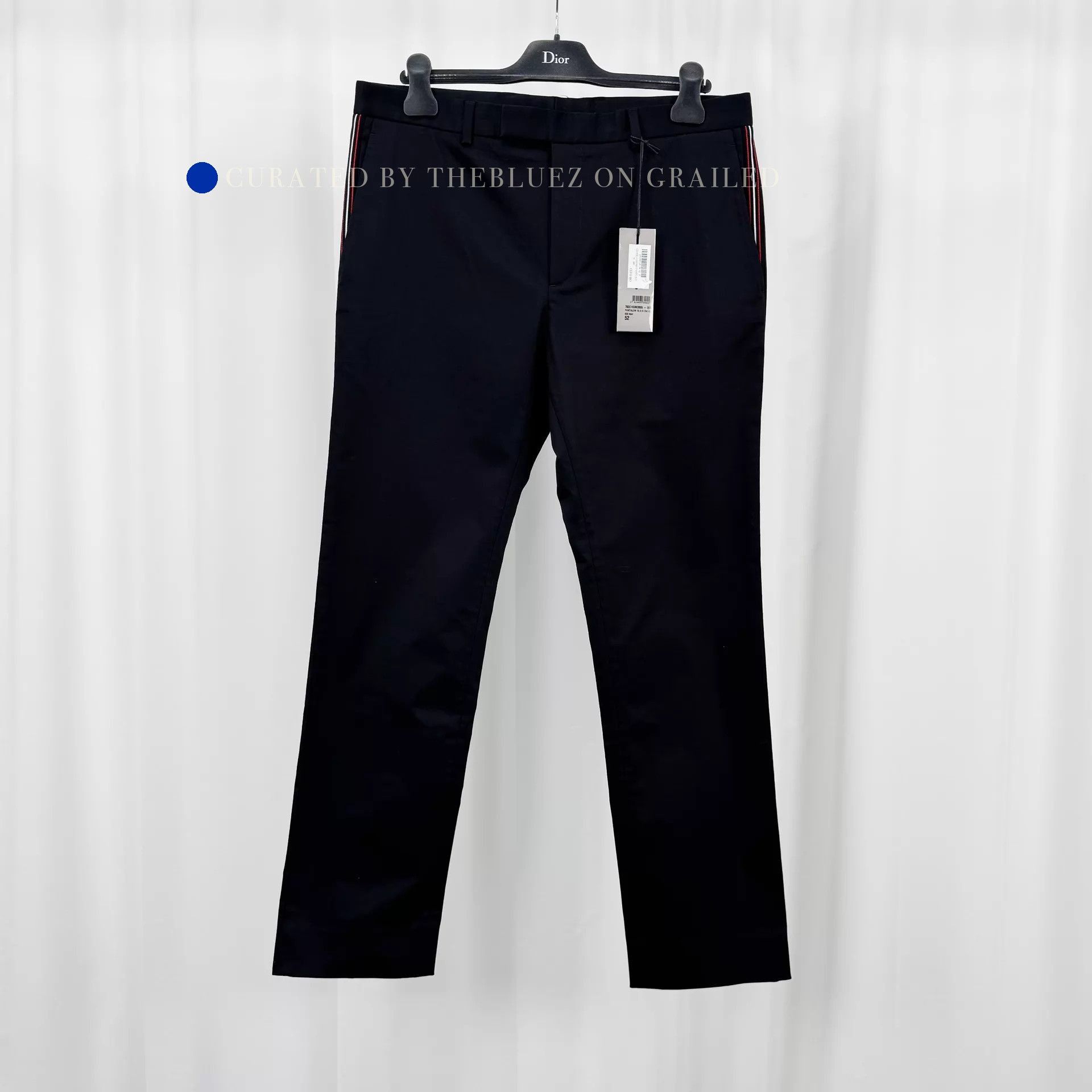 Dior Black Embroidered Stripe Casual Pants Size US 36 / EU 52 - 1 Thumbnail