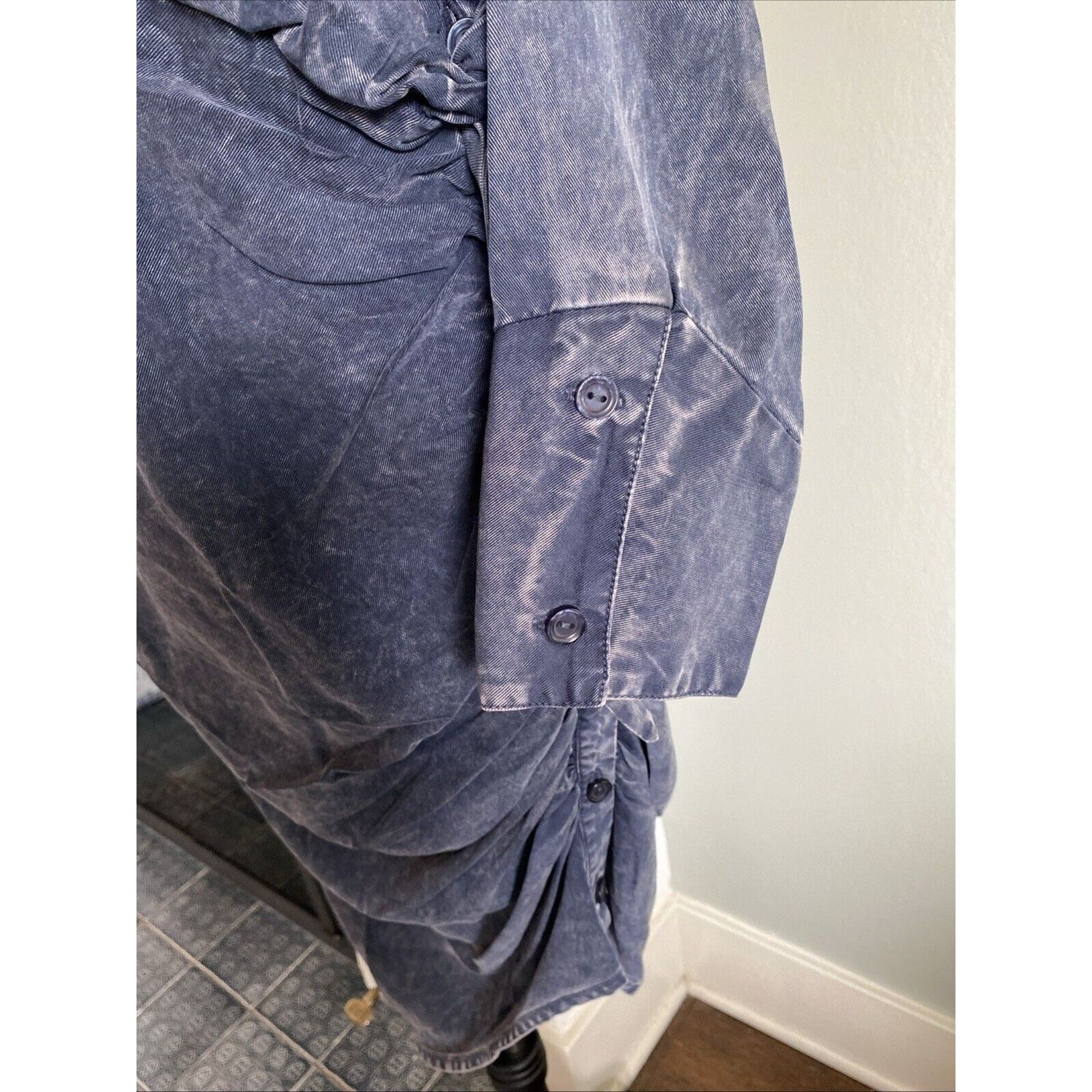 Young Fabulous & Broke Young Fabulous & Broke Shirt Dress Large Tencel Ruched Blue Size L / US 10 / IT 46 - 12 Thumbnail