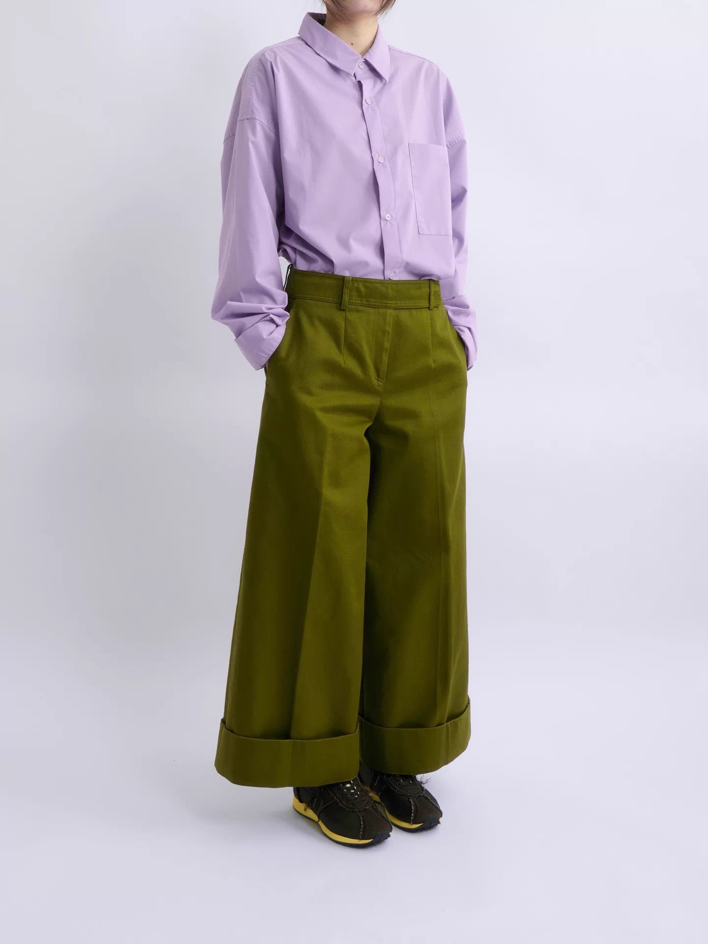Jil Sander JIL SANDER 18SS Green High-Waist Wide-Leg Trousers Size 25" / US 0 / IT 36 - 5 Thumbnail