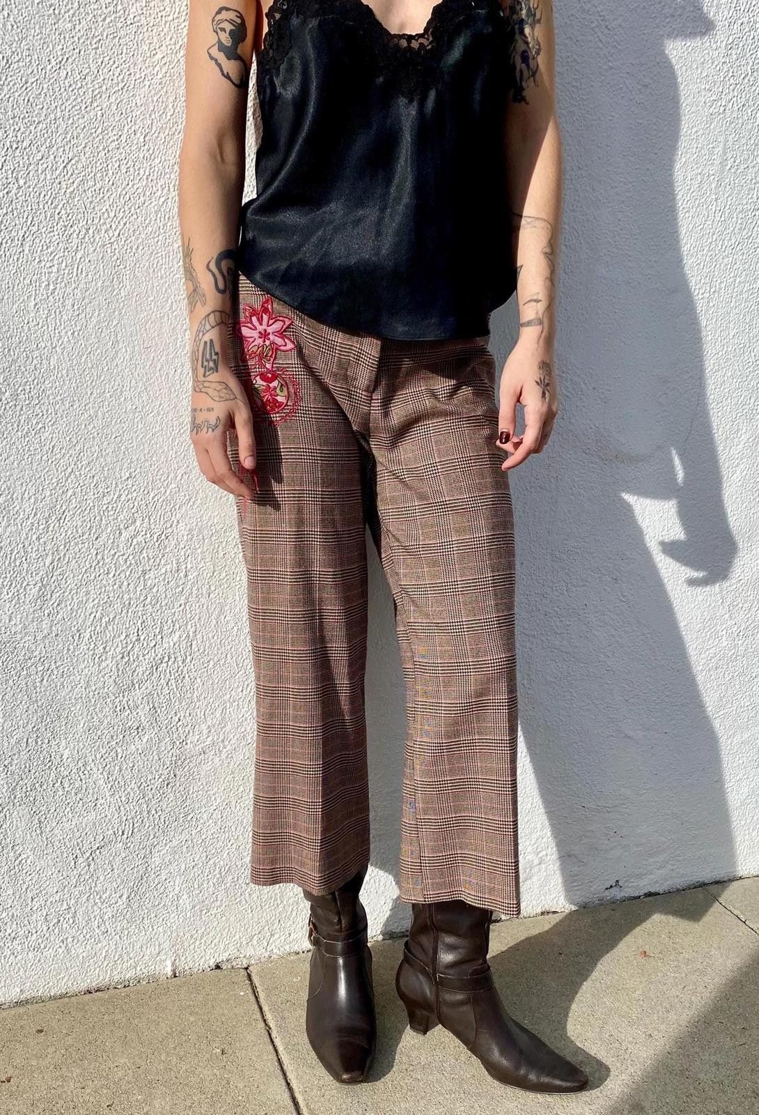 Vintage VTG Y2K Low Rise Plaid Capri Pants USA Made Embroidered 7/8 Size 30" / US 8 / IT 44 - 5 Thumbnail