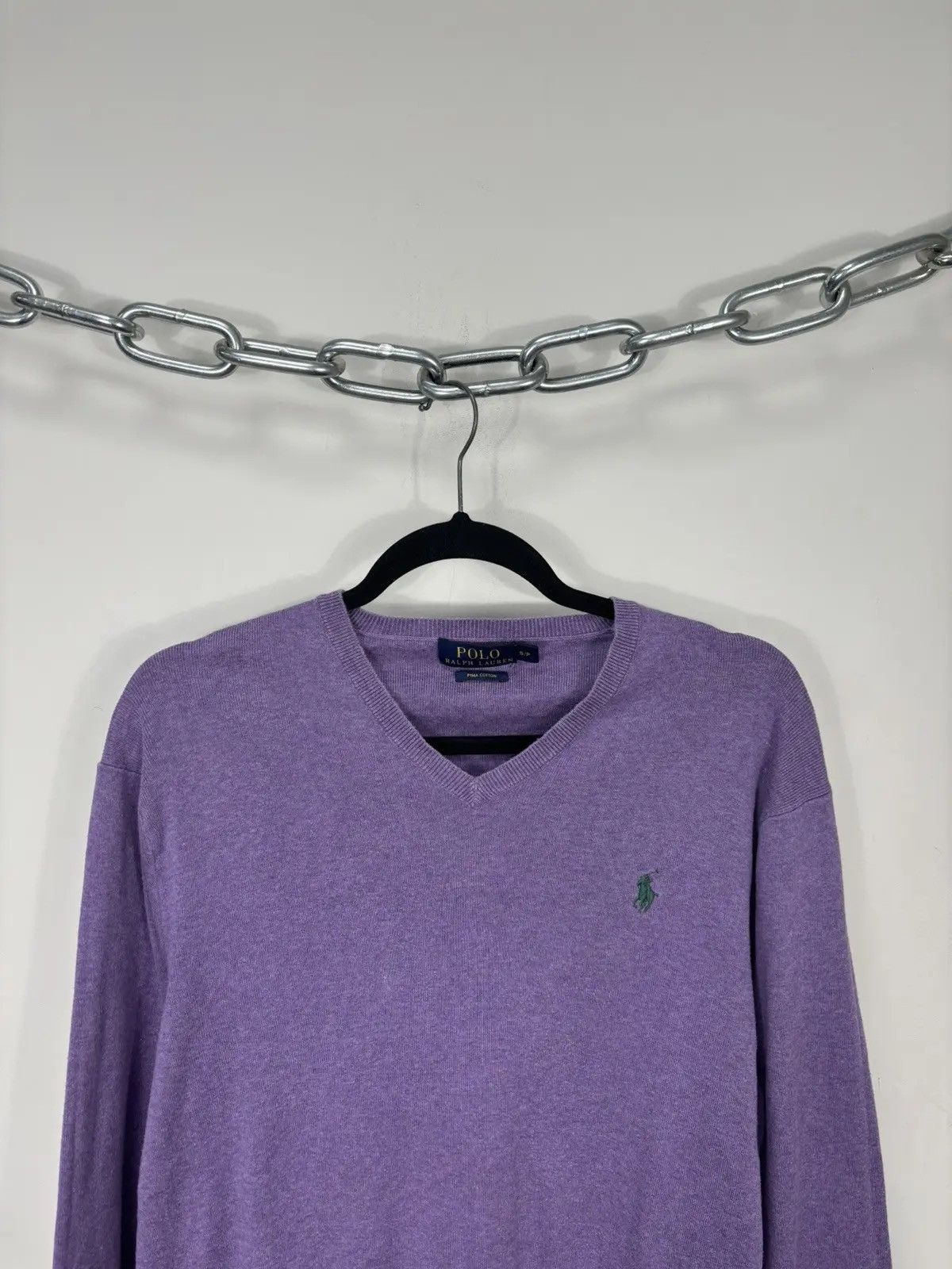 Polo Ralph Lauren × Ralph Lauren × Vintage Vintage Polo Ralph Lauren Men’s Pima Cotton V-Neck Sweater Size US S / EU 44-46 / 1 - 2 Thumbnail