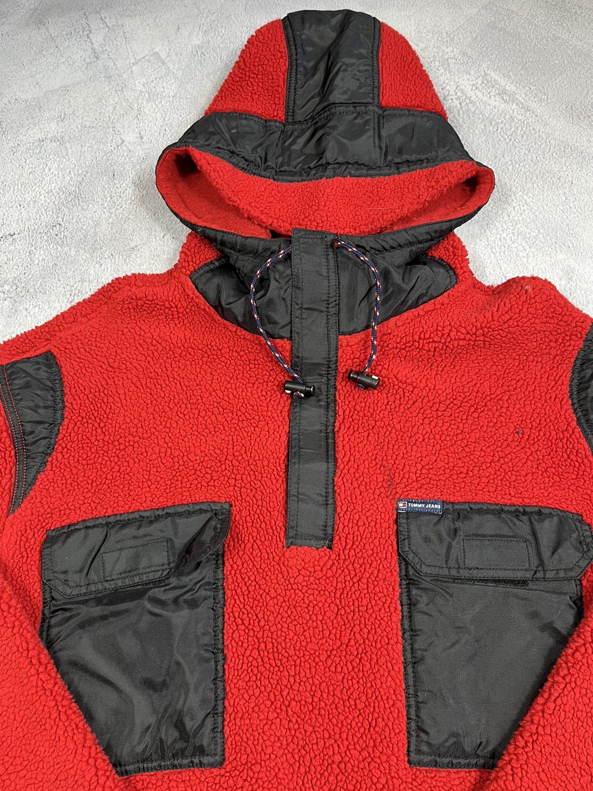 Tommy Hilfiger × Tommy Jeans × Vintage Vintage 90s Tommy Jeans fleece deep pile anorak hoodie XL Size US XL / EU 56 / 4 - 2 Thumbnail