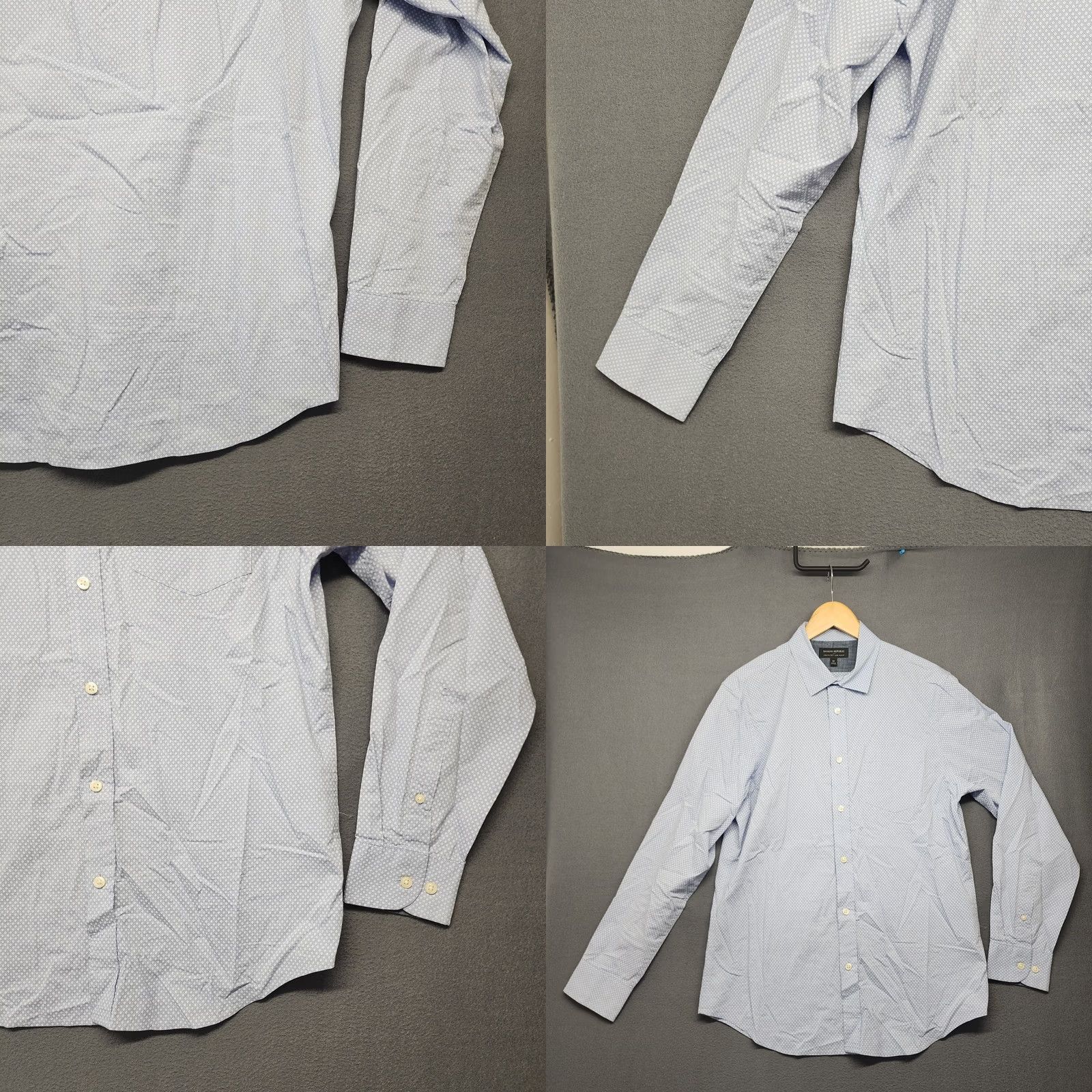 Banana Republic Banana Republic Shirt Mens Medium Slim Fit Blue Geometric Soft Wash Stretch Size US M / EU 48-50 / 2 - 9 Thumbnail