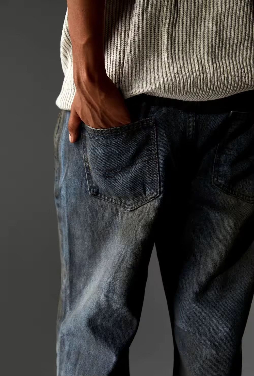 Designer Streetwear Design Distressed Dirty Y2k Jeans Pants Size US 35 - 3 Thumbnail